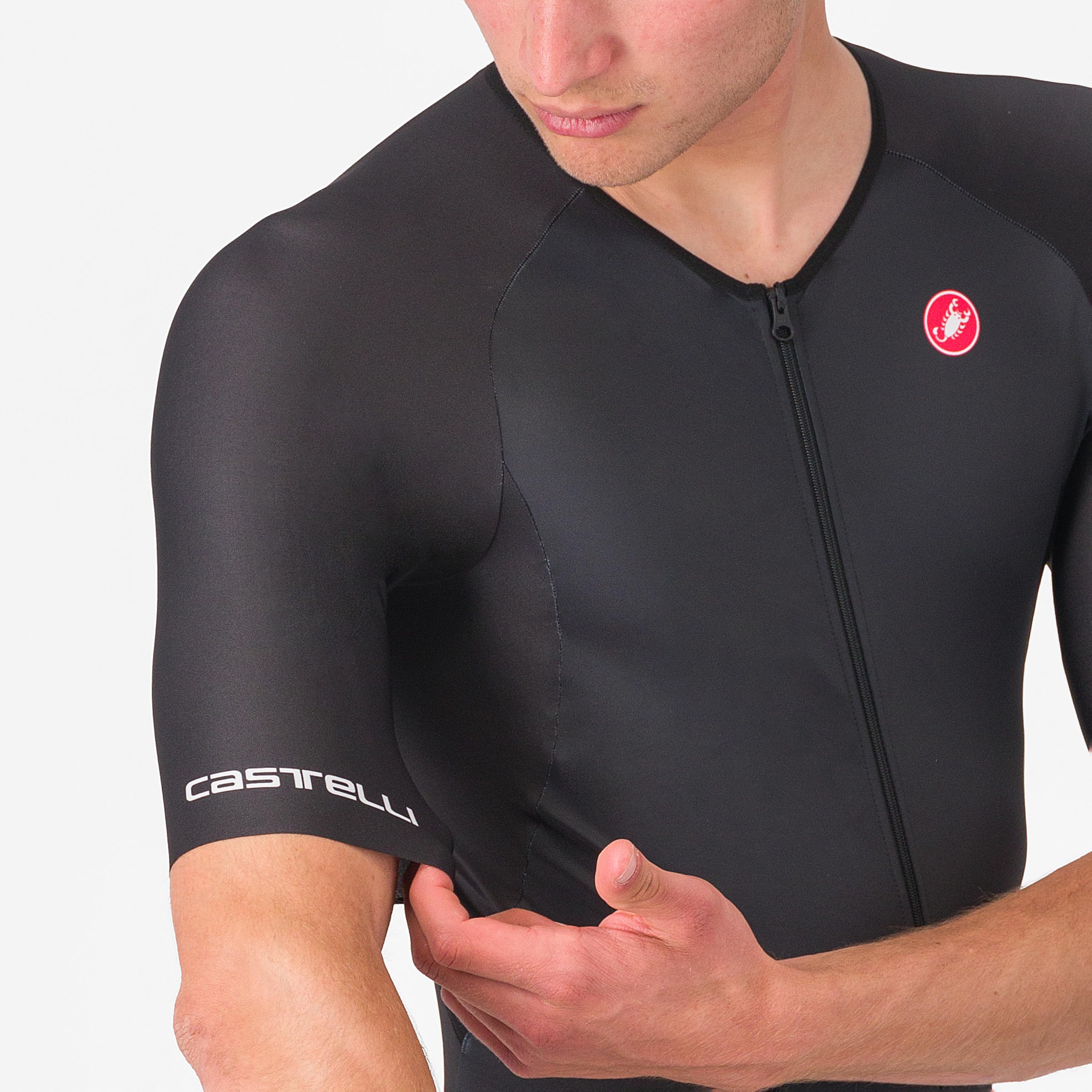CASTELLI Core Tri-Anzug für Herren, kurzärmelig, Radfahren, Rennen, Schwimmen, Radfahren, Laufen, aerodynamischer Triathlon-Anzug mit Taschen