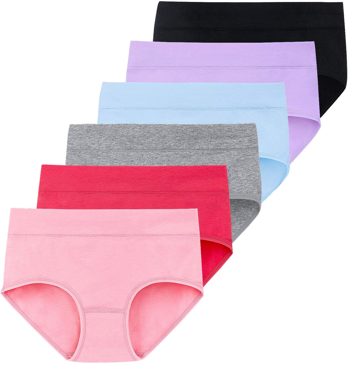Women Underwear Soft Cotton Briefs Knickers Laides Mid Rise Stretch Maternity Period Hipster Panties 6 Pack