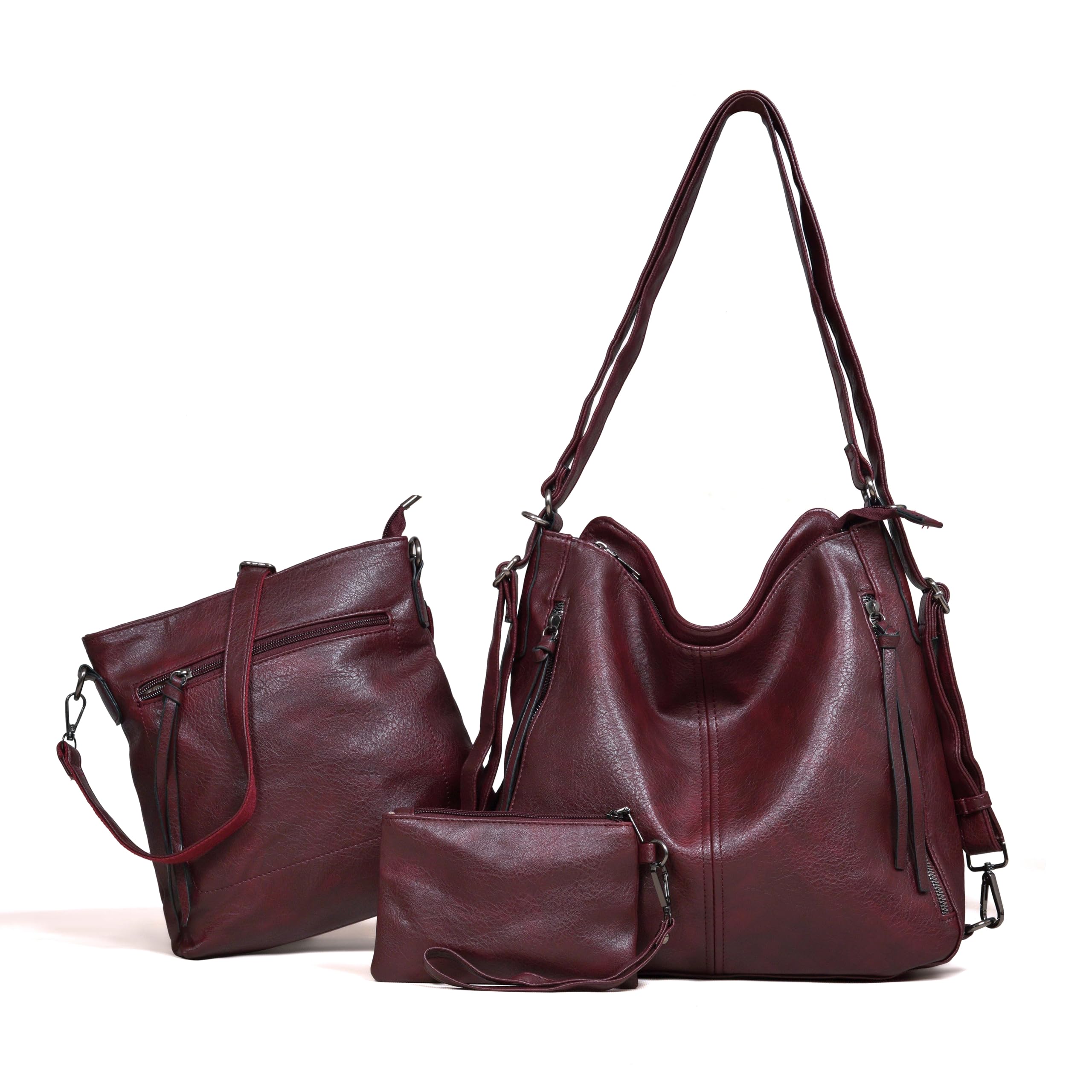 ITALISH Women PU Leather Handbag Combo Set with Messenger Bag Wallet Tote Bag for Women with Adustable Strap 34 x 12 x 30 cm (Wine Red) (B0DB8BW5BX) Amazon Price History, Amazon Price Tracker