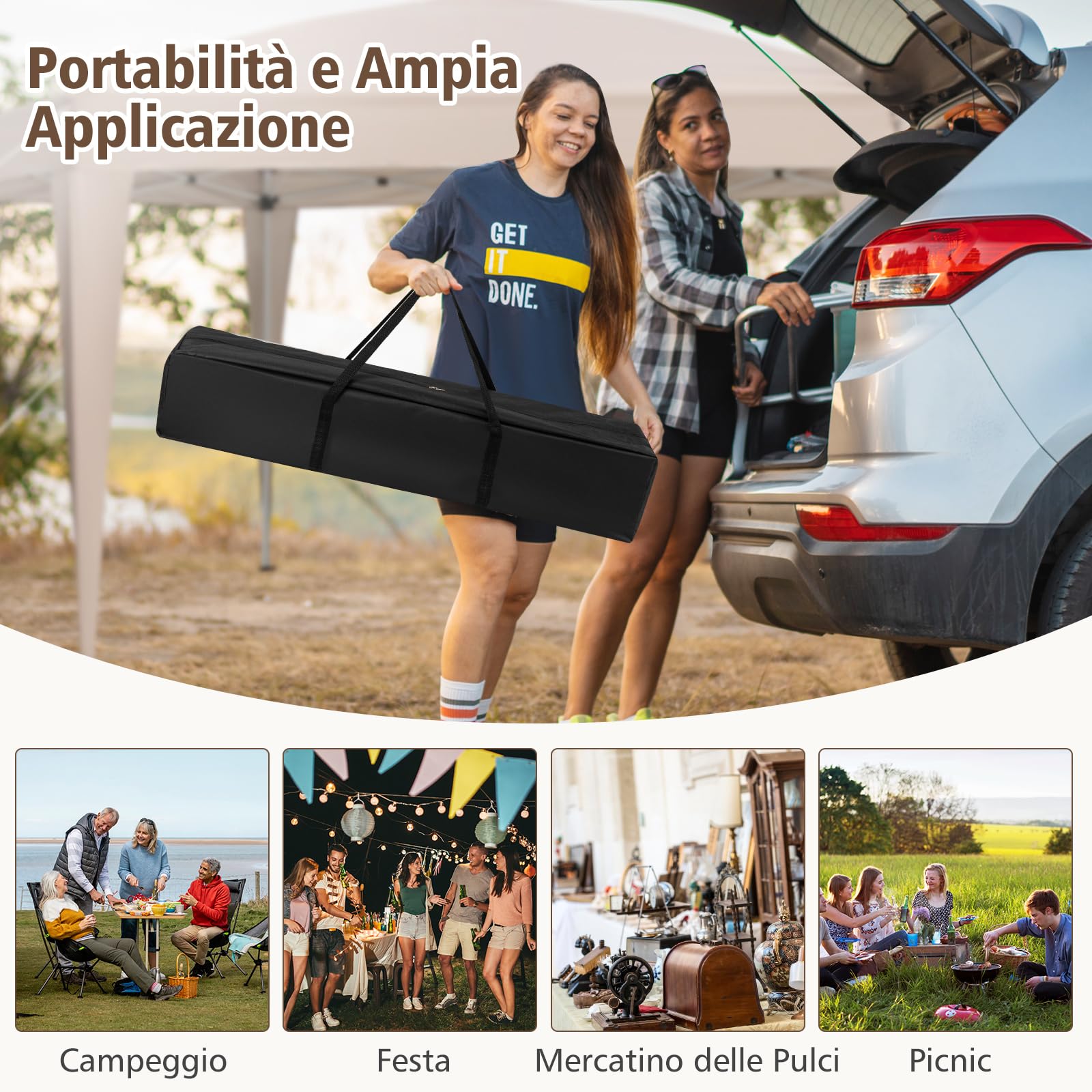 COSTWAY Gazebo Pop-Up Pieghevole 4 x 3,5 m, Gazebo da Giardino Impermeabile, Regolabile in Altezza, Tenda da Giardino con Borsa di Trasporto, per Campeggio e Feste