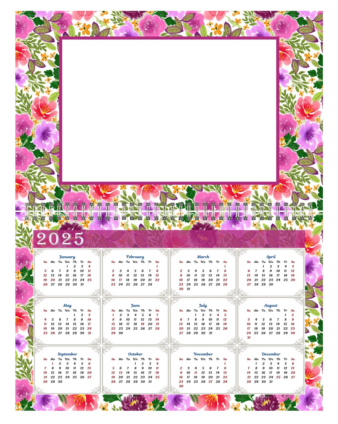 Amazon.com: 2024 Photo Frame Wall Spiral-bound Calendar (Add Your Own  Photos) - 12 Months Desktop/Wall Calendar/Planner - (Edition #012) : Office  Products
