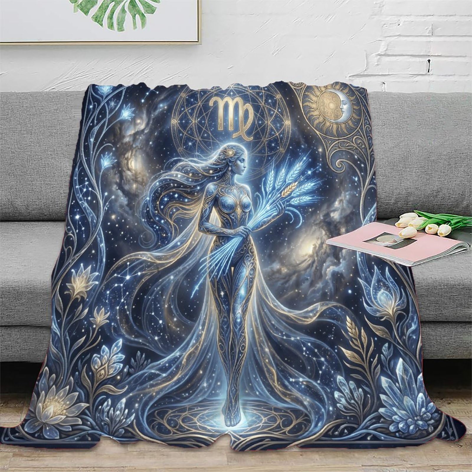 H3B8U2Y5 Virgo Zodiac Starry Galaxy for Soft Throw Blanket, Guest Room Bed