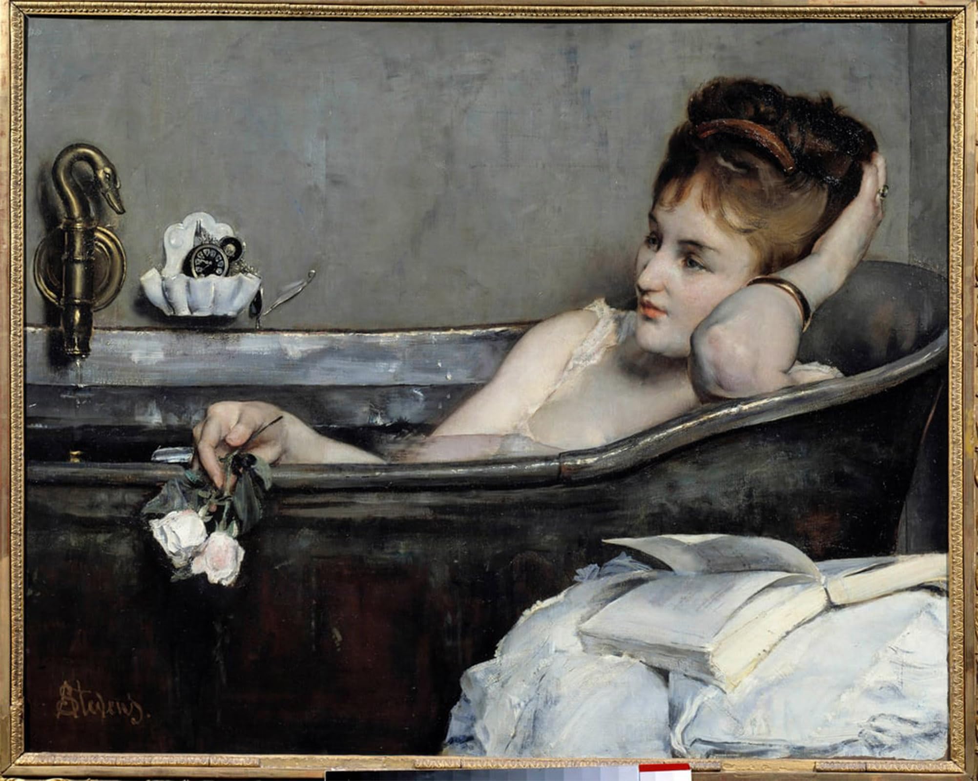 SERENDIPITP Vintage Picture Print on Canvas Wall Art Poster the Bath or the Woman in the Bath or the Painting by Alfred Emile Stevens Artwork Print Poster for Wall Decor 60x90cm