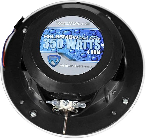 Miniatura 7 de Rockville RKL65MBW (2) altavoces marinos de 6.5 pulgadas 700 W, 4 ohmios, luces LED, cumple con CEA, coaxial, impermeable, rejillas negras/blancas