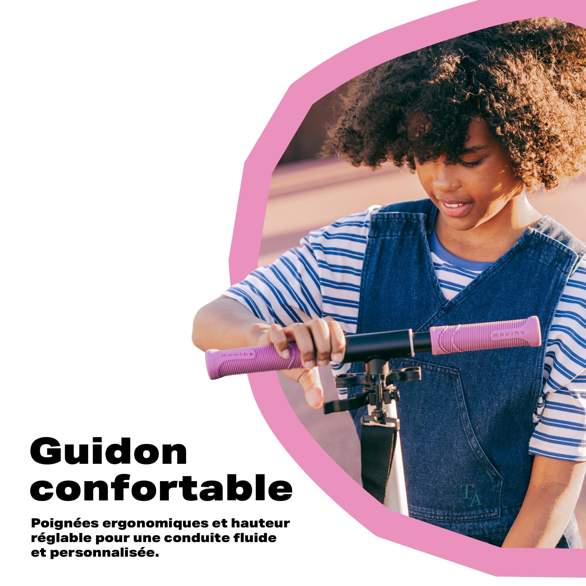 Movino Trottinette Enfant et Adultes jusqu'à 100 kg - Pliable - Grandes Roues LED 180 mm - Guidon Réglable en Hauteur - City Light