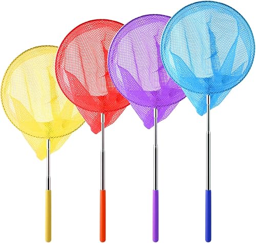Coopay Paquete de 4 redes telescópicas de mariposa para atrapar insectos, insectos, redes de pesca, grandes herramientas para jugar al aire libre