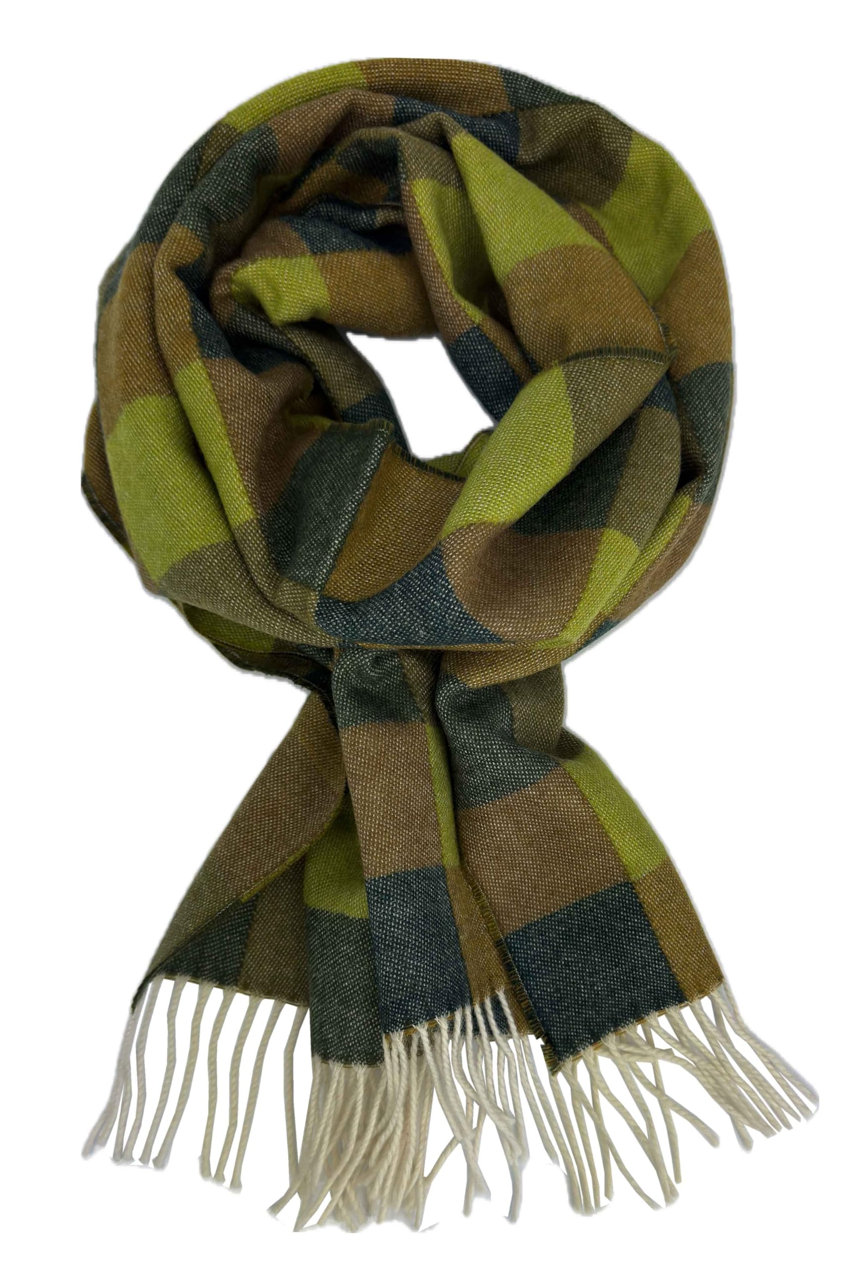 Rotfuchs Wollschal Herrenschal Winterschal Karo in grün braun aus 100% Wolle Made in Germany