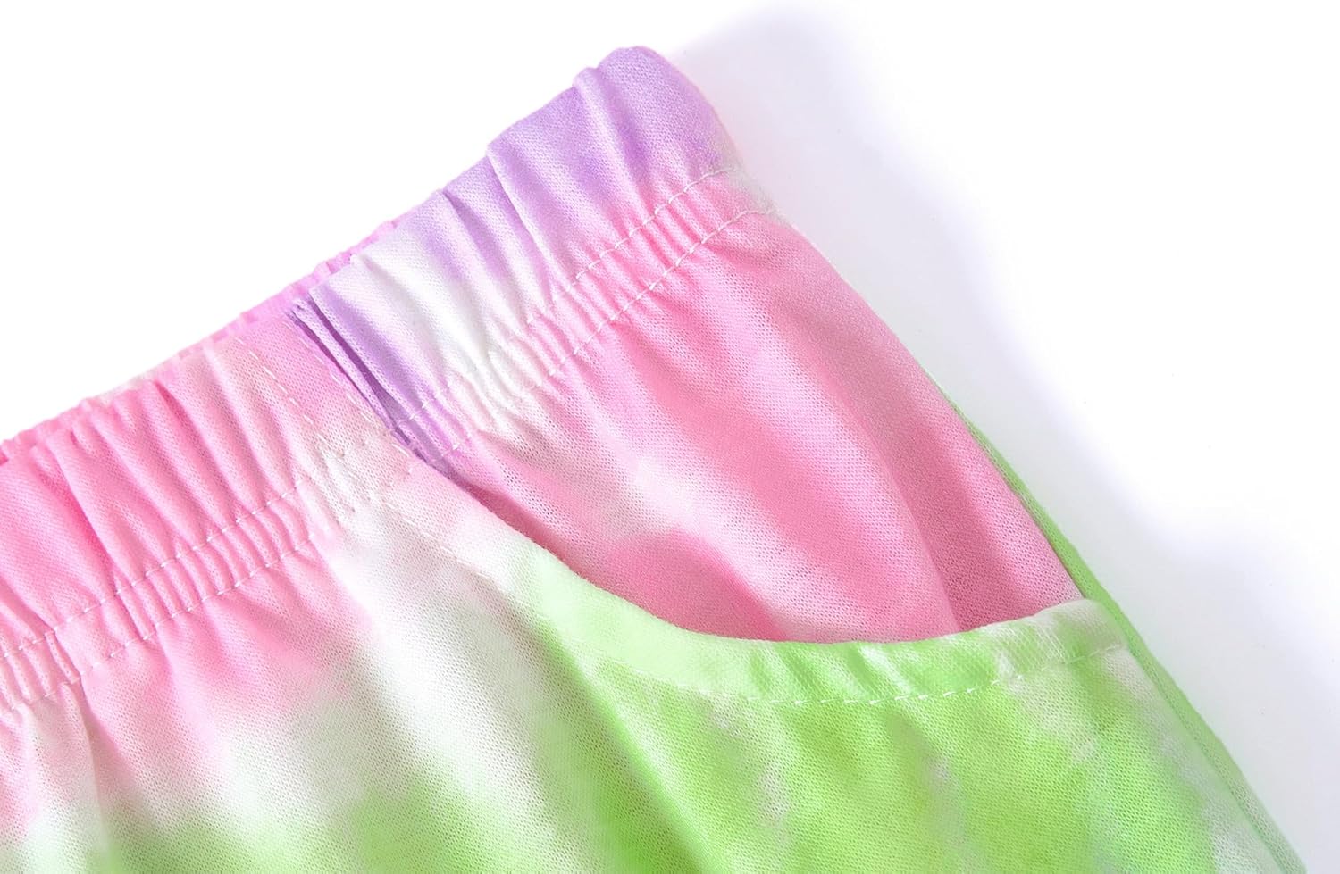 Beezizac Neon Tie Dye Spiral Pattern/Butterfly Pajamas for Girls Tee & Shorts PJ Set Size 6-18 - Image 6