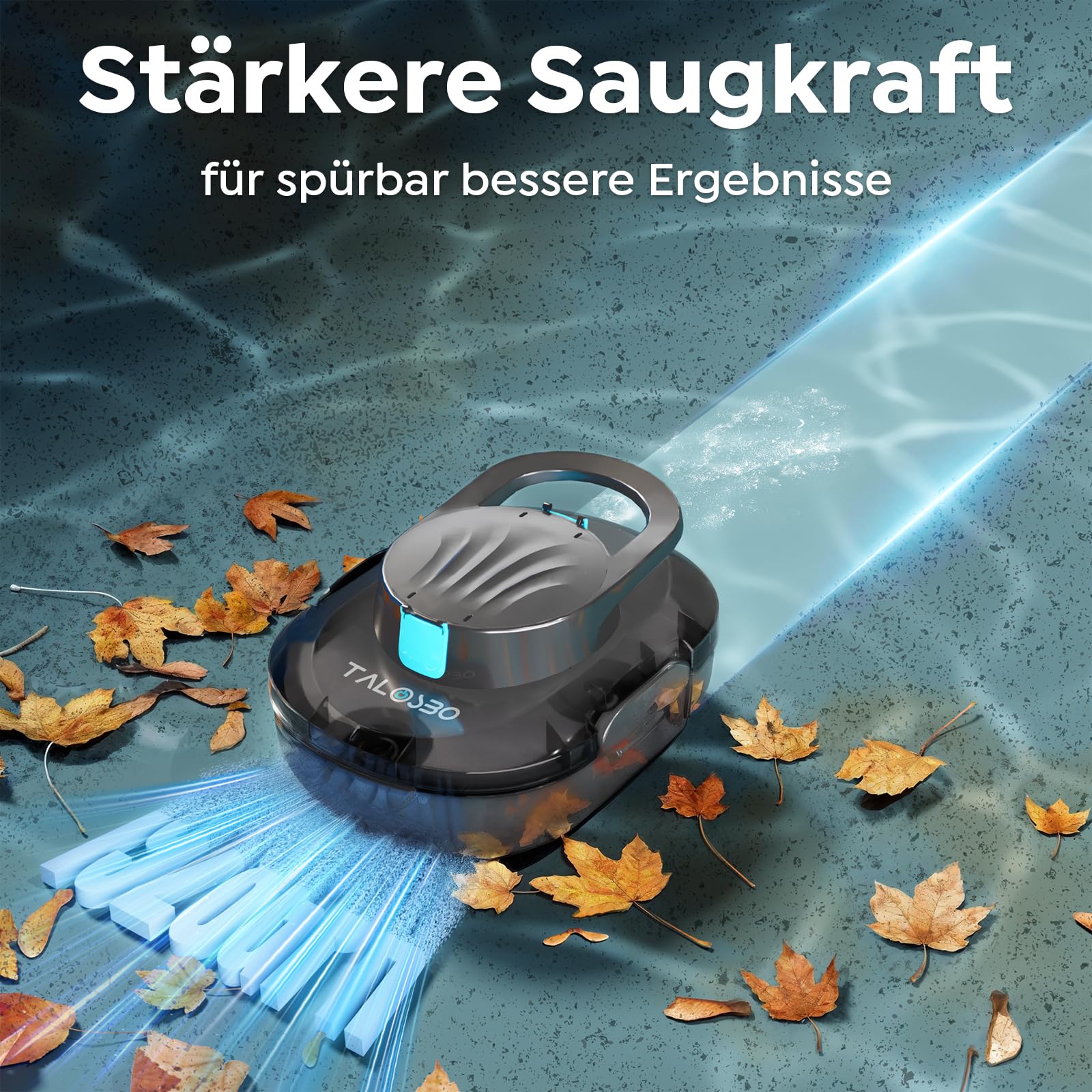 Pleco S1 Poolroboter Akku, Leichter Poolsauger mit Dual-Antriebsmotoren, 80 Min Reinigungszeit, 2,5 Stunden Ladezeit, Auto Parken Poolreiniger für Flache Böden Pools