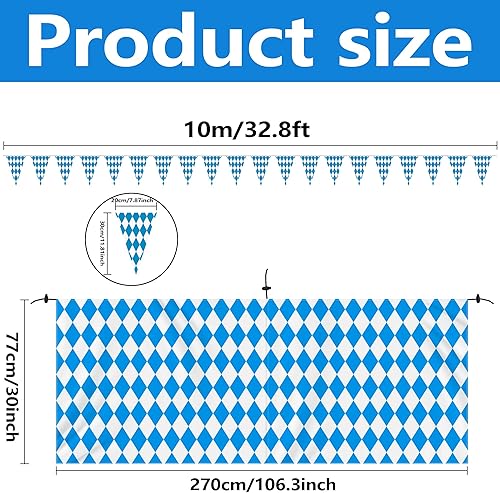 Miniatura 2 de Banderines de tela para Oktoberfest, banderines de Oktoberfest con banderines bávaros para fiesta de Oktoberfest, suministros de decoración de