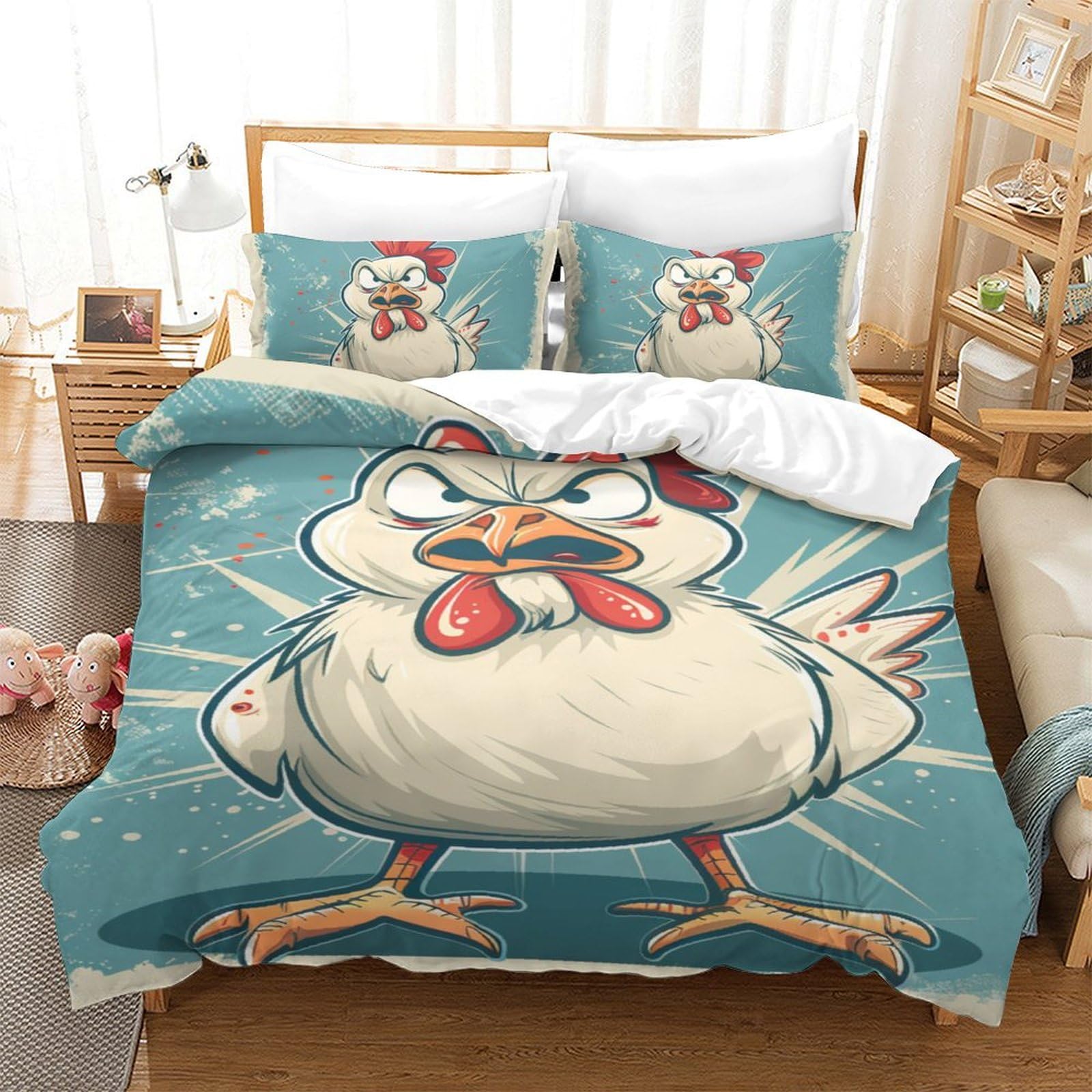 Housse de couette antibactérienne Le Coq en tissu doux et respirant 140x200cm
