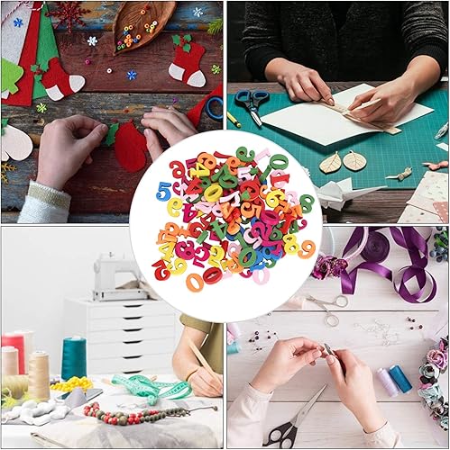 Miniatura 8 de Paquete de 300 botones de tela para bricolaje, números de madera, decoración de números para manualidades, ropa, costura, enseñanza, álbumes de