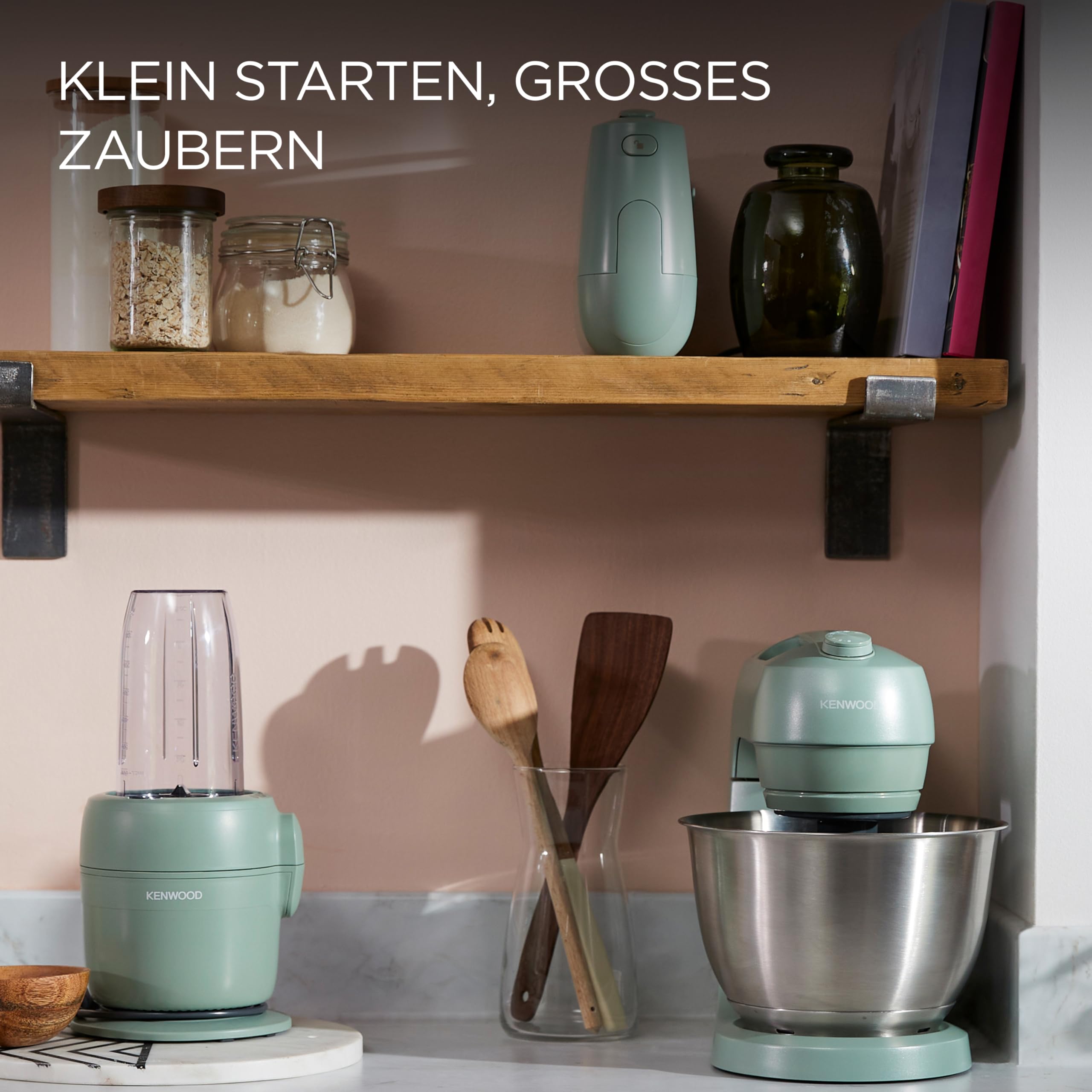 Kenwood MultiPro Compact wielofunkcyjny robot kuchenny z funkcją Express Serve, ostrzem ze stali nierdzewnej, tarczami do krojenia i tarką, osobisty blender 600 ml, funkcja pulsu, zielony eukaliptus