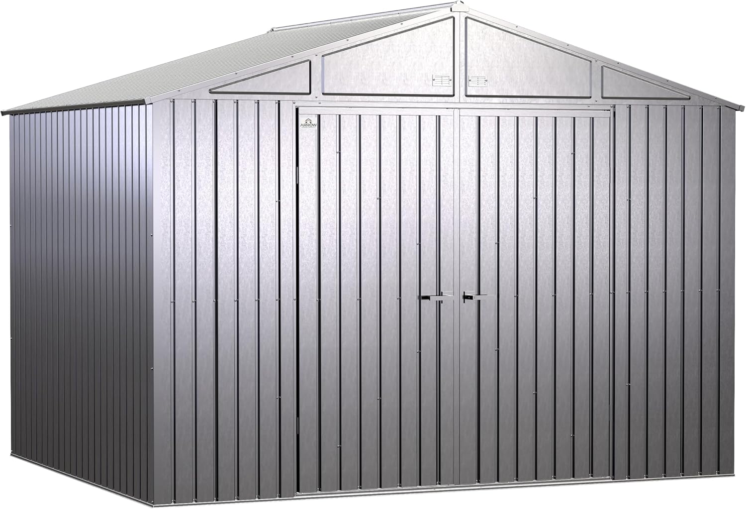 Arrow Elite 10' x 8' Outdoor Lockable Gable Roof Steel Storage Shed Building, Silver