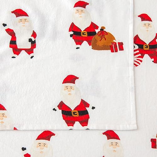 Miniatura 6 de Great Bay Home Juego de sábanas de Navidad de franela de algodón turco 100 %, para niños, bajera con gran caída lateral, suaves, cama cálida,