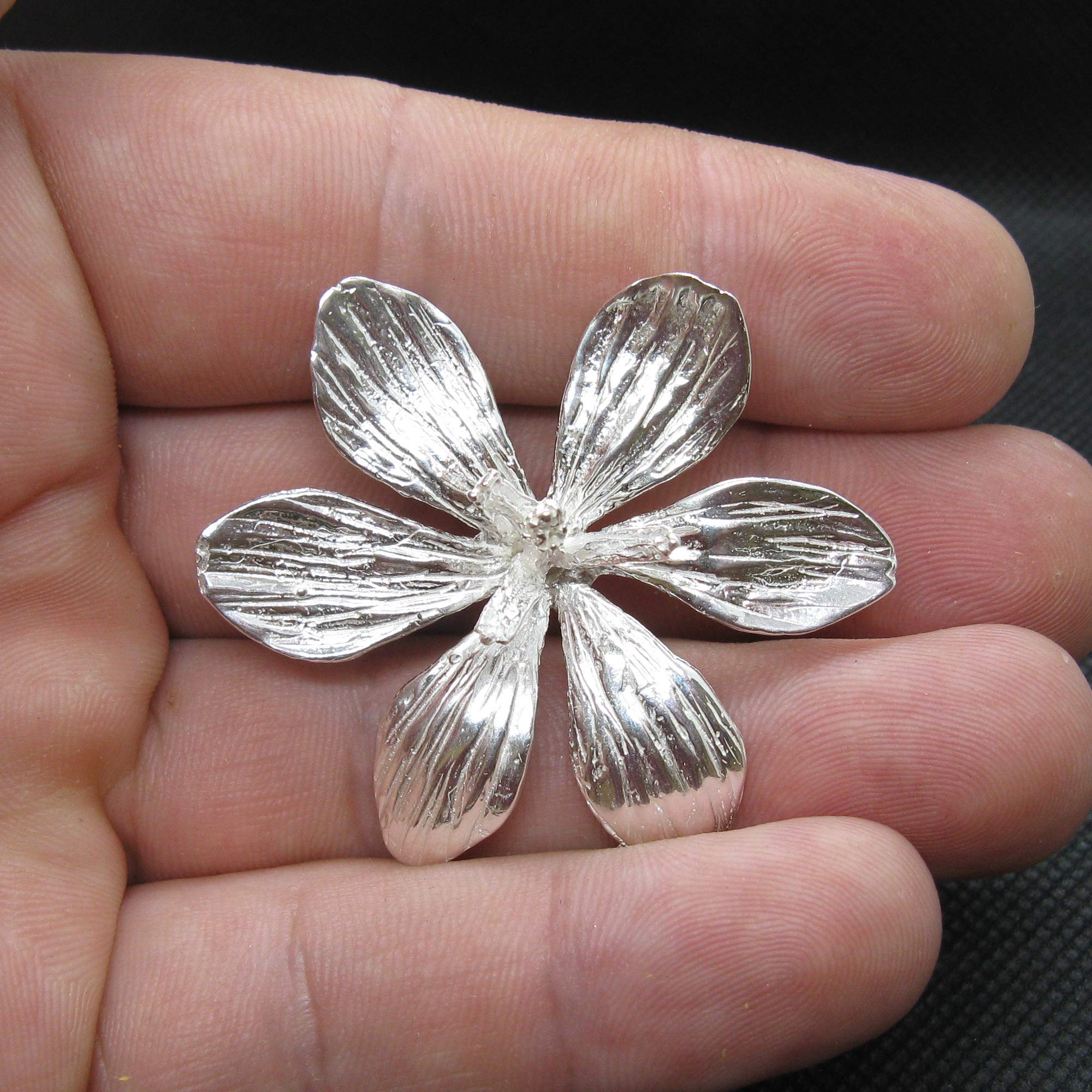 Handgemachte Sterling Silber Brosche große Blume echte solide gestempelt 925