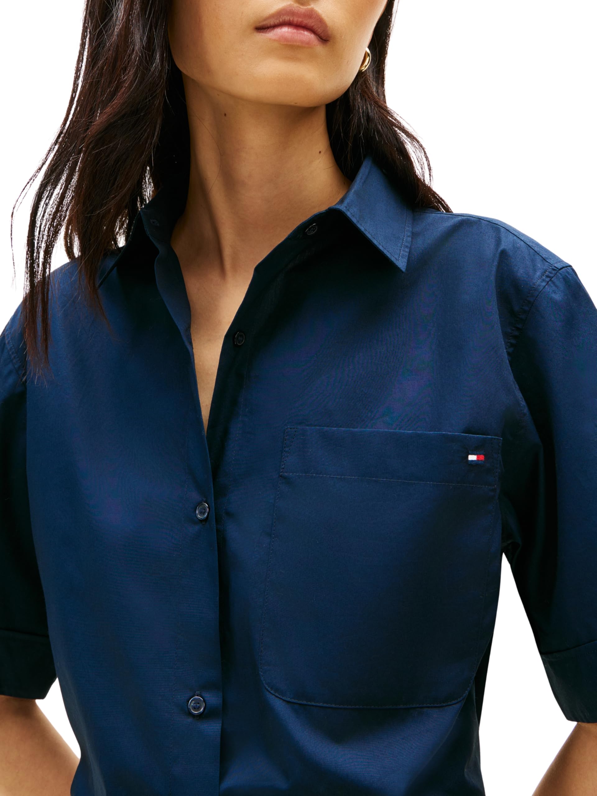 Tommy Hilfiger Ess Poplin SS Shirts Ww0ww48899 Camicia S/S Donna (Pacco da 1)