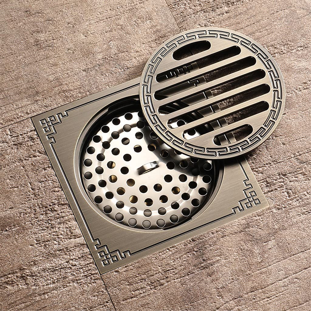 Italiano: Doccia Totalmente in Ottone Dreans 100 x 10 0MM. Bagno Quadrato Drains Strainer Capelli Antico Bagno da Bagno Dracco per rifiuti Scarico(3-Pack)