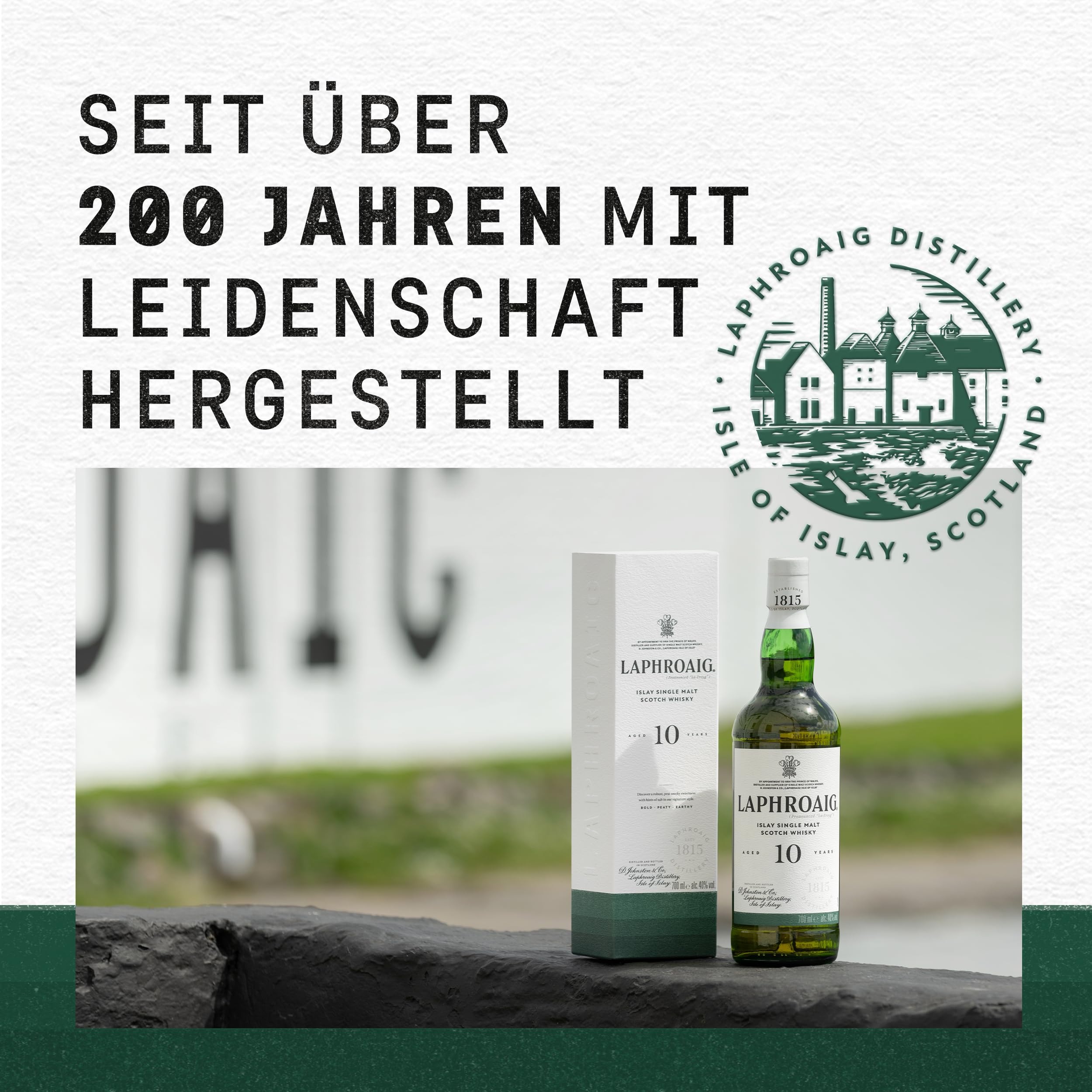 Laphroaig 10 Jahre Islay Single Malt Scotch Whisky 40% Vol 0,7l mit Geschenkverpackung