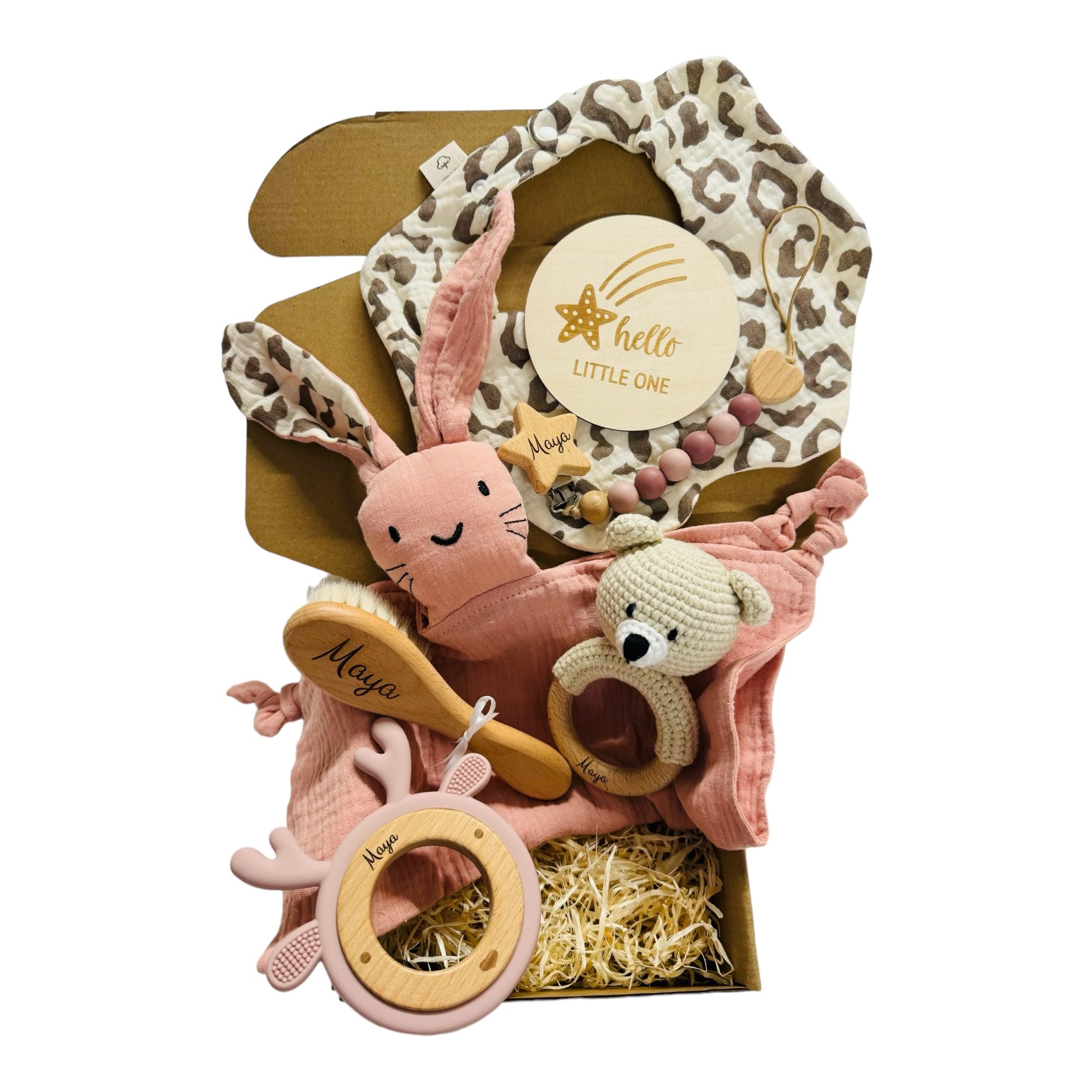 Baby-Geschenkset zur Geburt (rosa Farbtöne)
