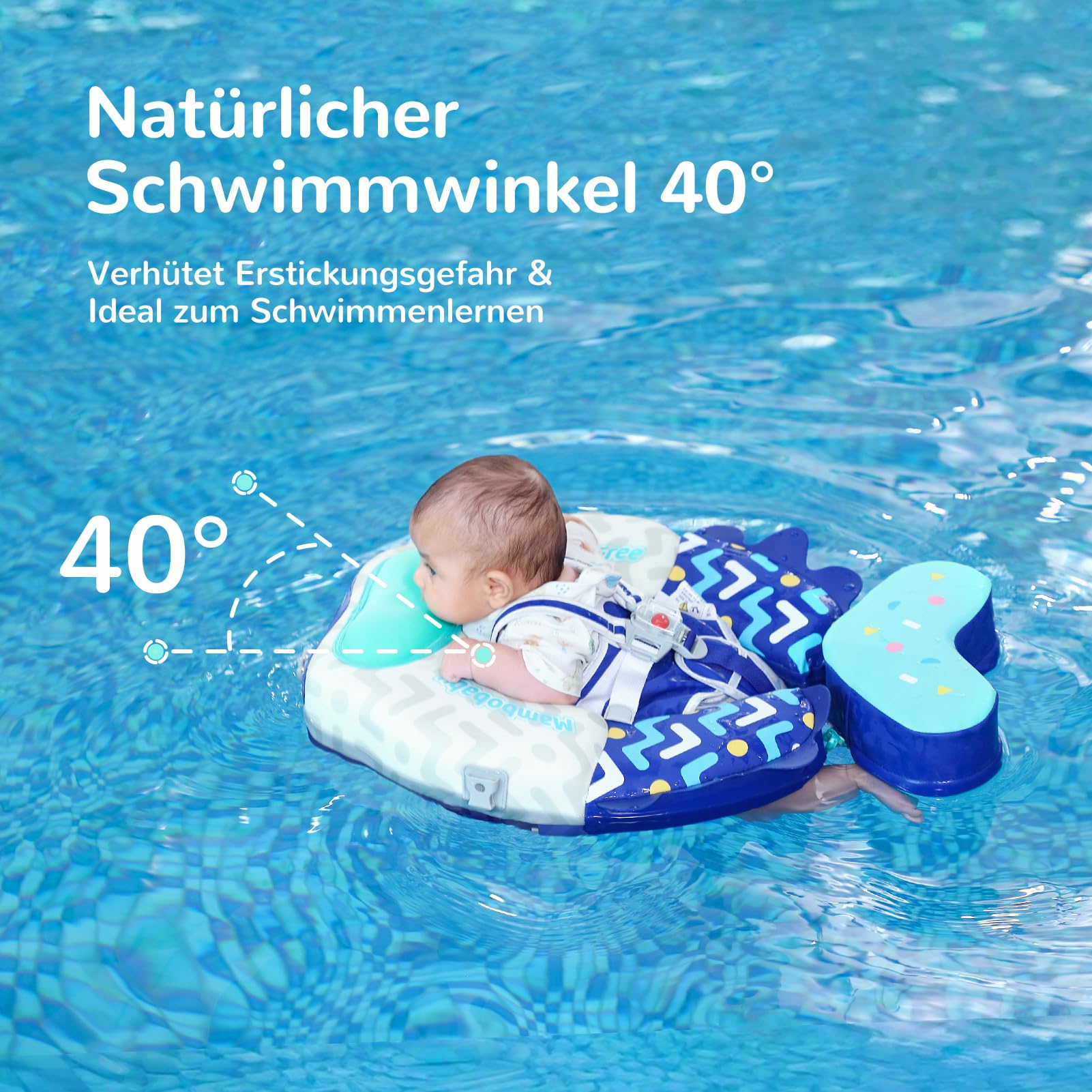 HECCEI Premium Schwimmring Baby Pannensicher, Mambobaby Nicht Aufblasbarer Schwimmhilfe, Hautfreundlicher Schwimmreifen Baby Perfekte Schwimmtrainer Swim Float für Baby 3-24 Monate