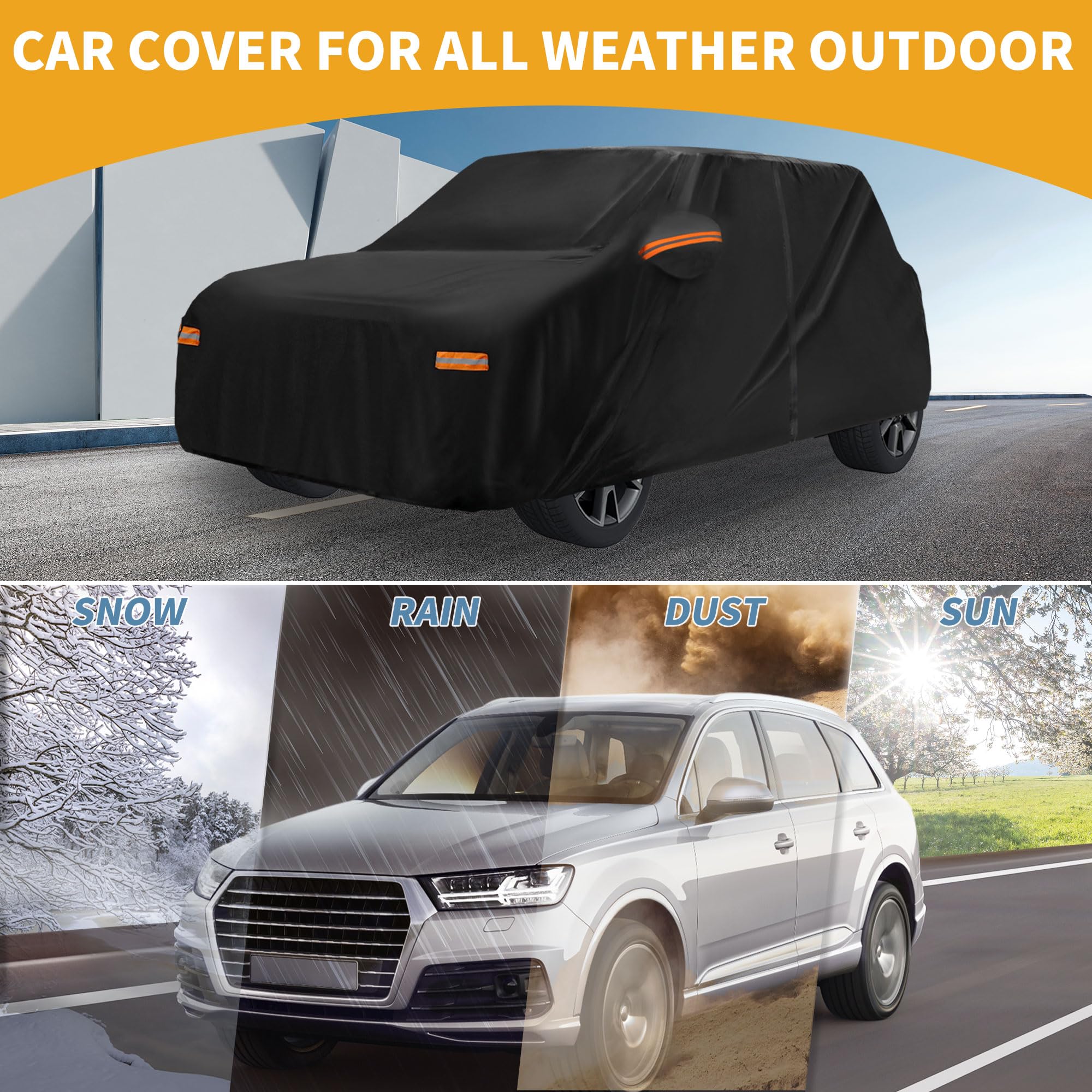 Housse Étanche Toutes Saisons pour Mini Cooper 4 Portes 1PC | Matériau 190T-PU, Dimensions 410x175x135cm, Extérieur, Étanche, Anti-UV, Bandes Réfléchissantes, Toutes Saisons