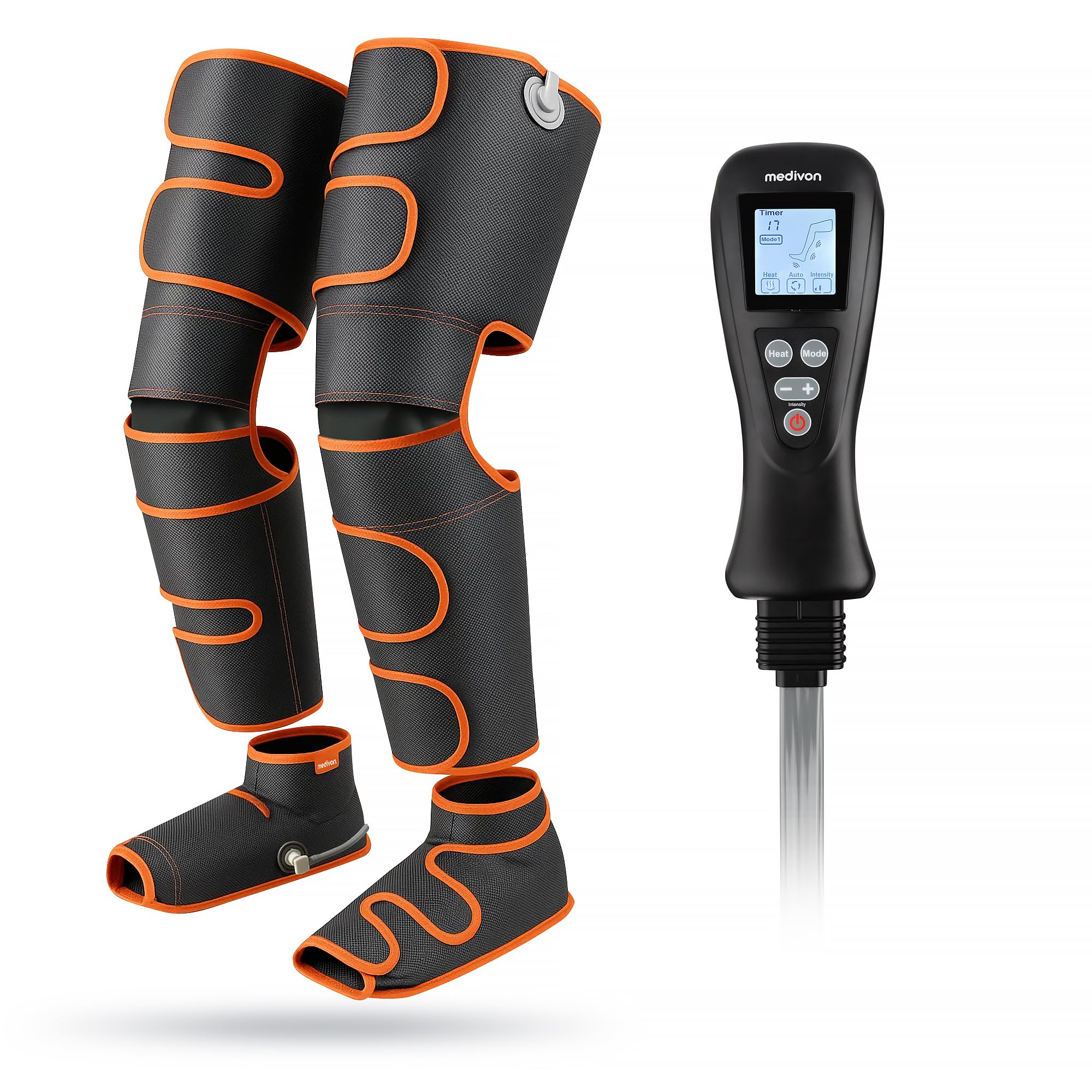 Medivon Noble AIR Pro Leg Massager, 4 Intensities, Adjustable Fit, Pneumatic Massage with Heating Function