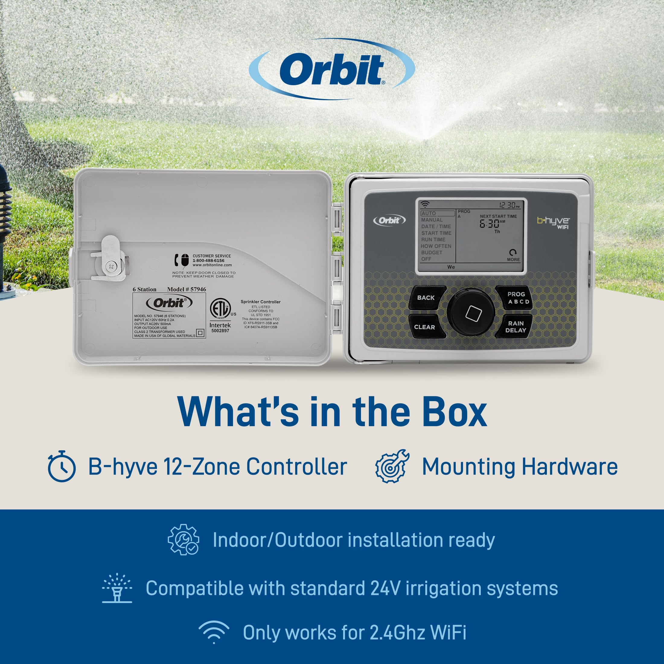 Orbit B-hyve 57950 - Regolatore irrigatore intelligente a 12 zone, per interni ed esterni, compatibile con Alexa Gray