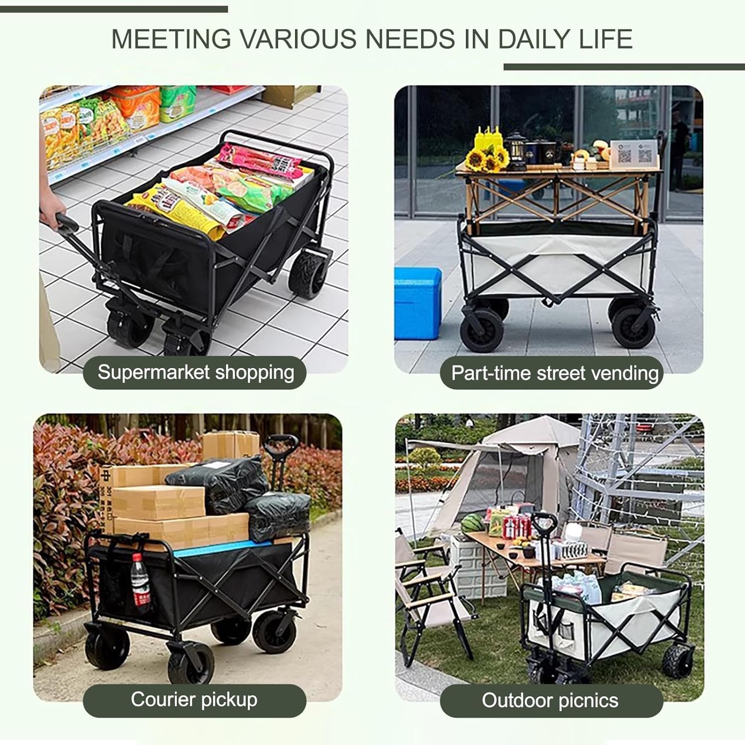 Carrello portavivande con tettuccio, 118 cm, per feste, barbecue, matrimoni e bar, portatile, per bevande e snack