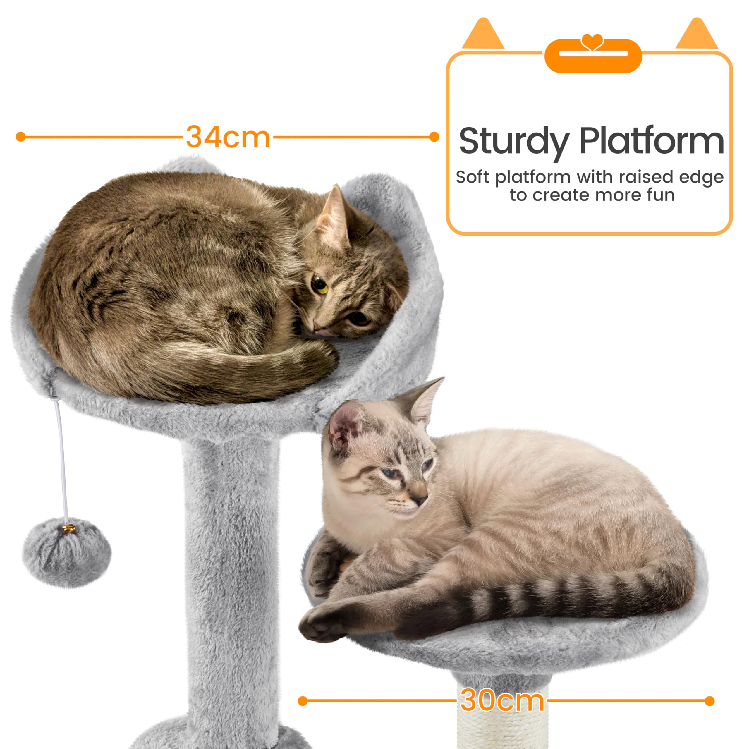 Yaheetech XXL Katzenkratzbaum 175 cm deckenhoch Kratzbaum für große Katzen, Stabil Kletterbaum mit Sisal-Kratzsäulen Plattformen Korb Hängematte Plüschball, Hellgrau