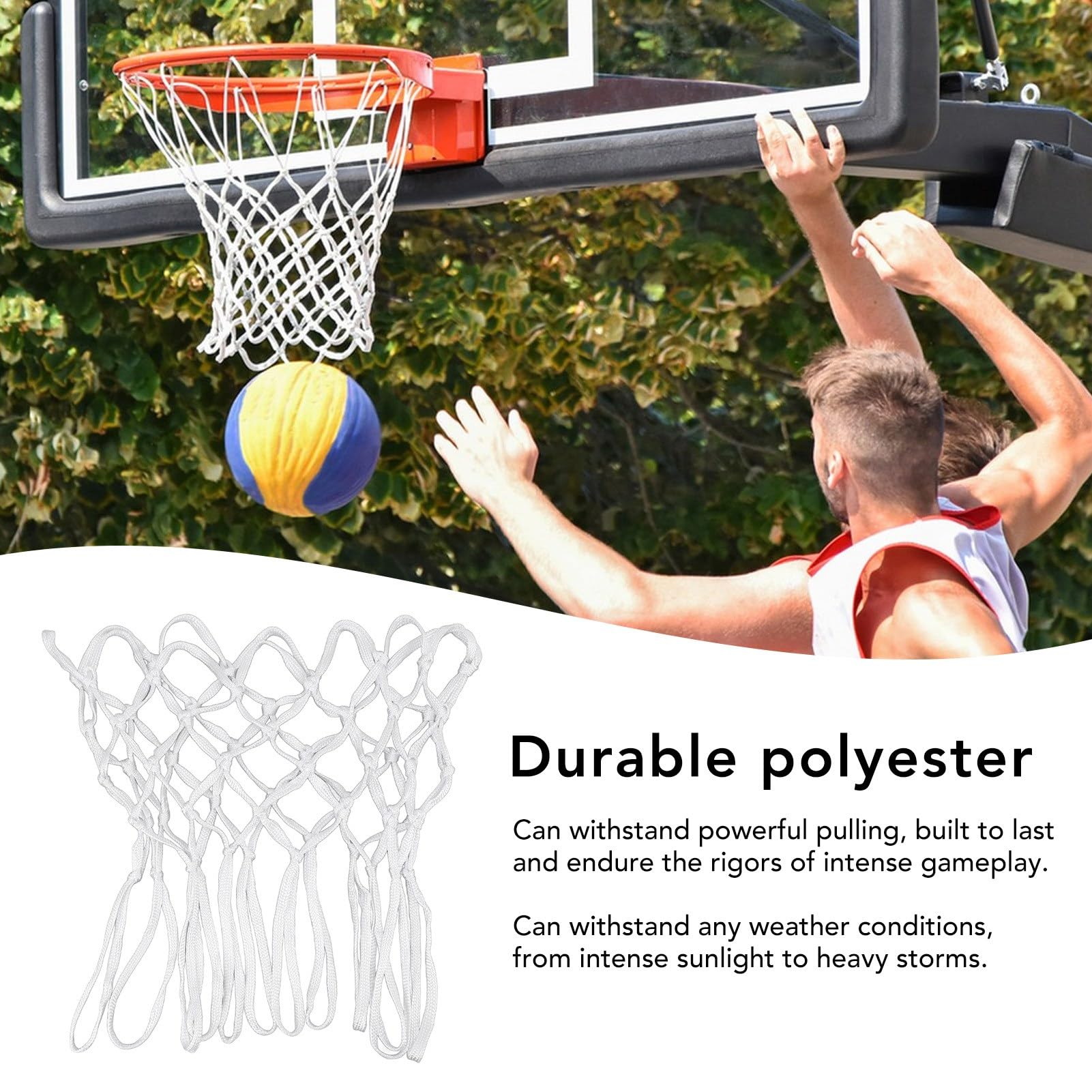 2pcs Durable Basketball Nets,Basketball Net ReplacementNylon White Universal Heavy Duty Basketball Net Replacement for Basketball Hoop