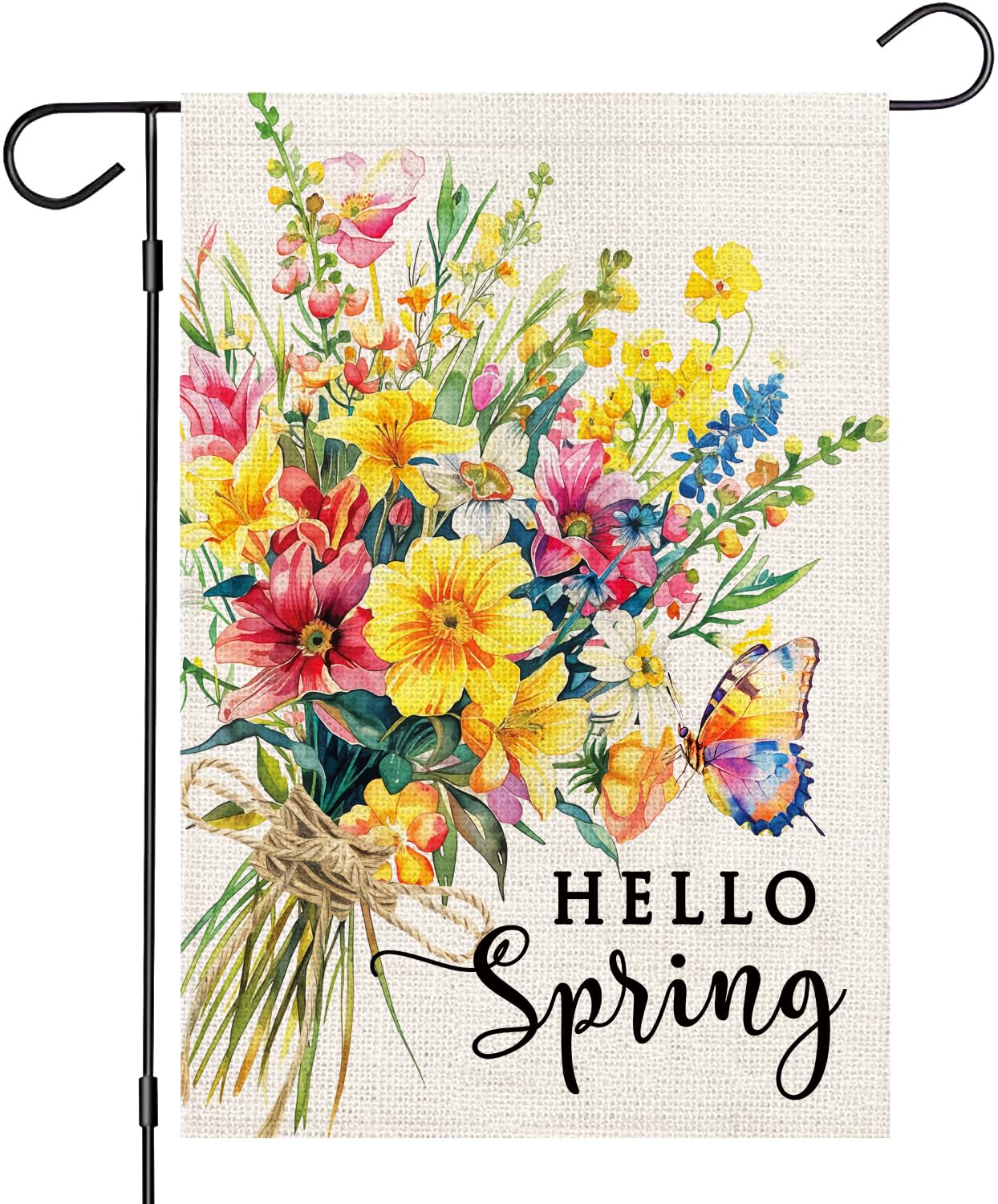 OQUAYA Gartenflagge 'Spring Welcome' – Doppelseitig, Jute, 30,5 X 45,7 Cm – Frühlingshafte Dekoration