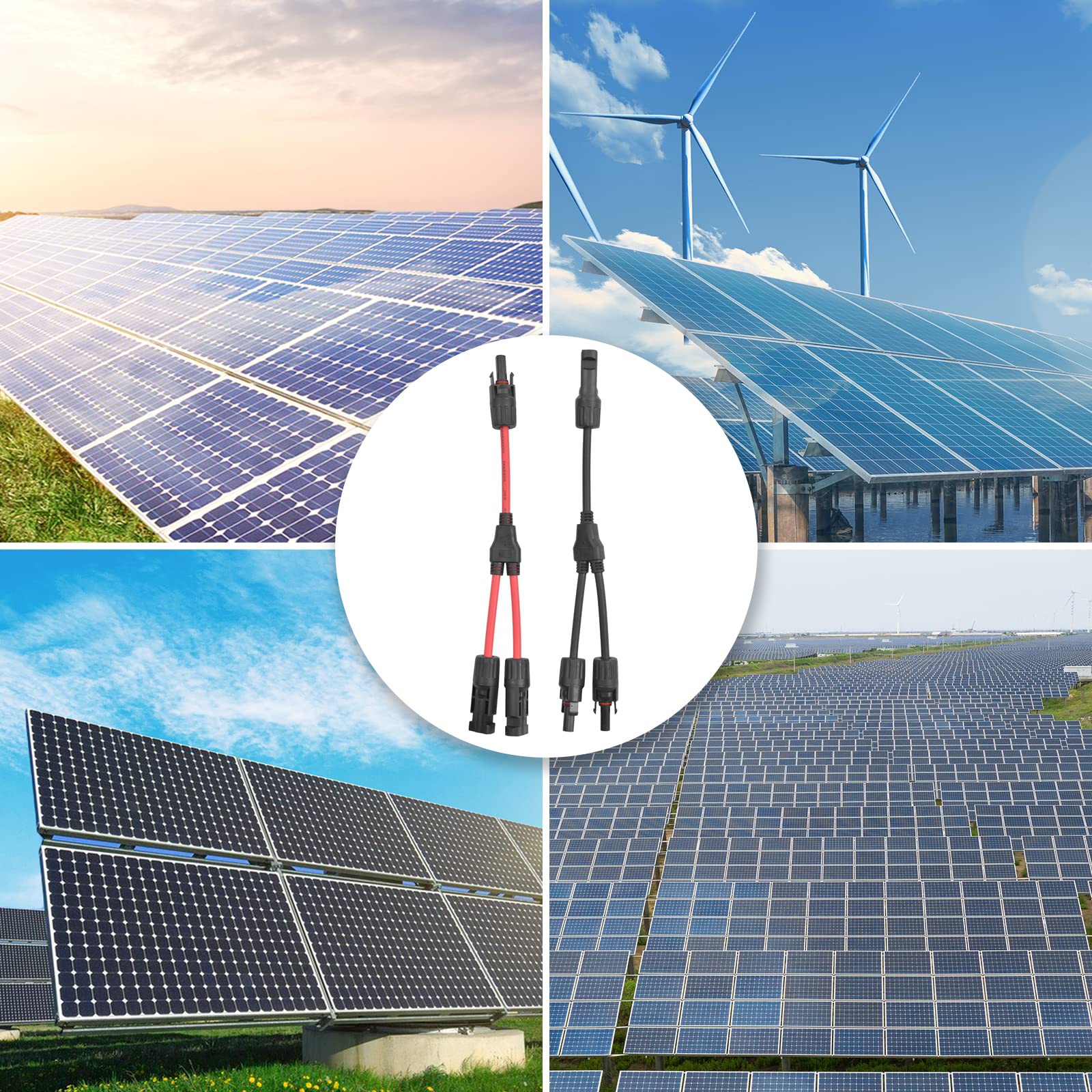 Kabel solarny rozdzielacz Y, 1 para wtyczek do paneli słonecznych, kabel fotowoltaiczny, przyłącze solarne, rozgałęźnik Y, adapter równoległy do instalacji solarnej, gotowy do podłączenia 30 A