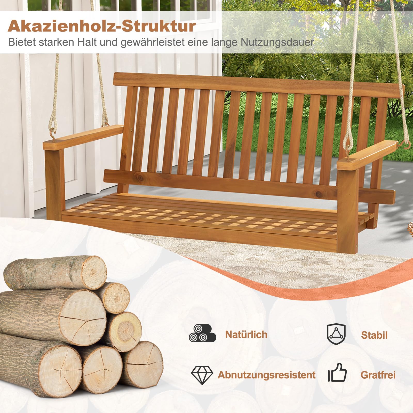 GOPLUS Hollywoodschaukelgestell Aus Metall – A-förmig, Bis 160kg, Für Garten, Balkon, Veranda, 210x115x175 Cm
