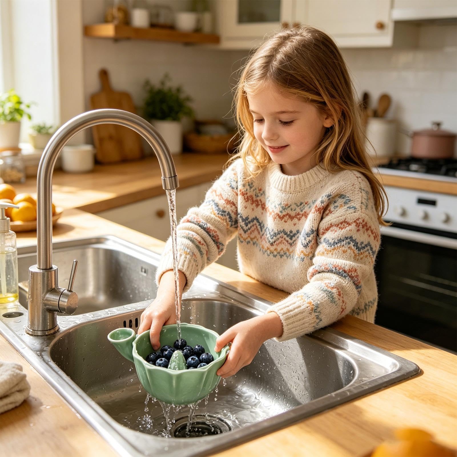 Berry Swirl Bol – Passoire de nettoyage, bol de lavage de fruits, pour la maison, la cuisine, le réfrigérateur, le comptoir d'évier