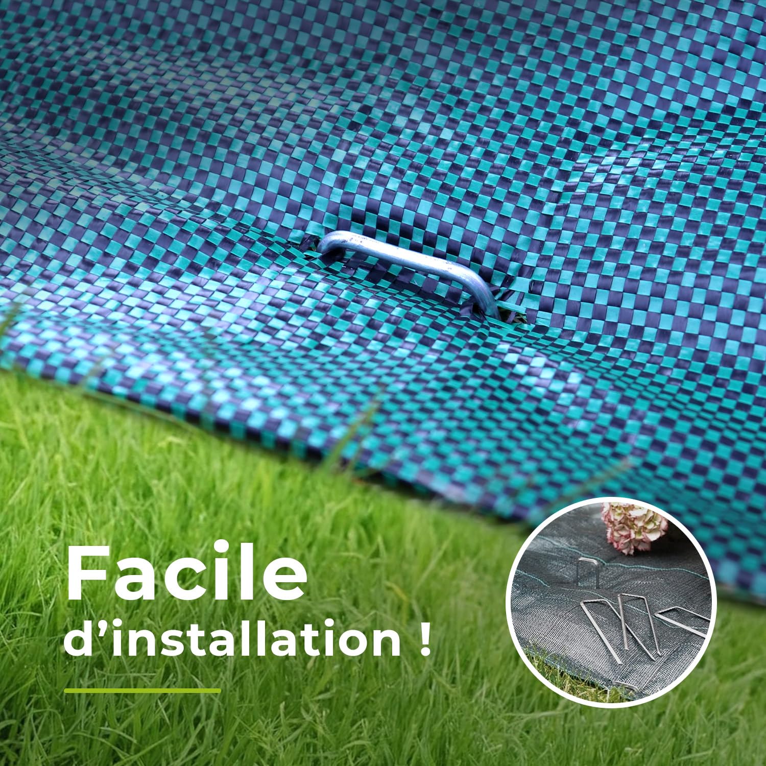 Toile de paillage tissée 130g/m² - Rouleau - Géotextile Anti-Mauvaises Herbes Haute résistance - Coloris Vert - Usage Jardin, allées, Cultures (3,30x100m)