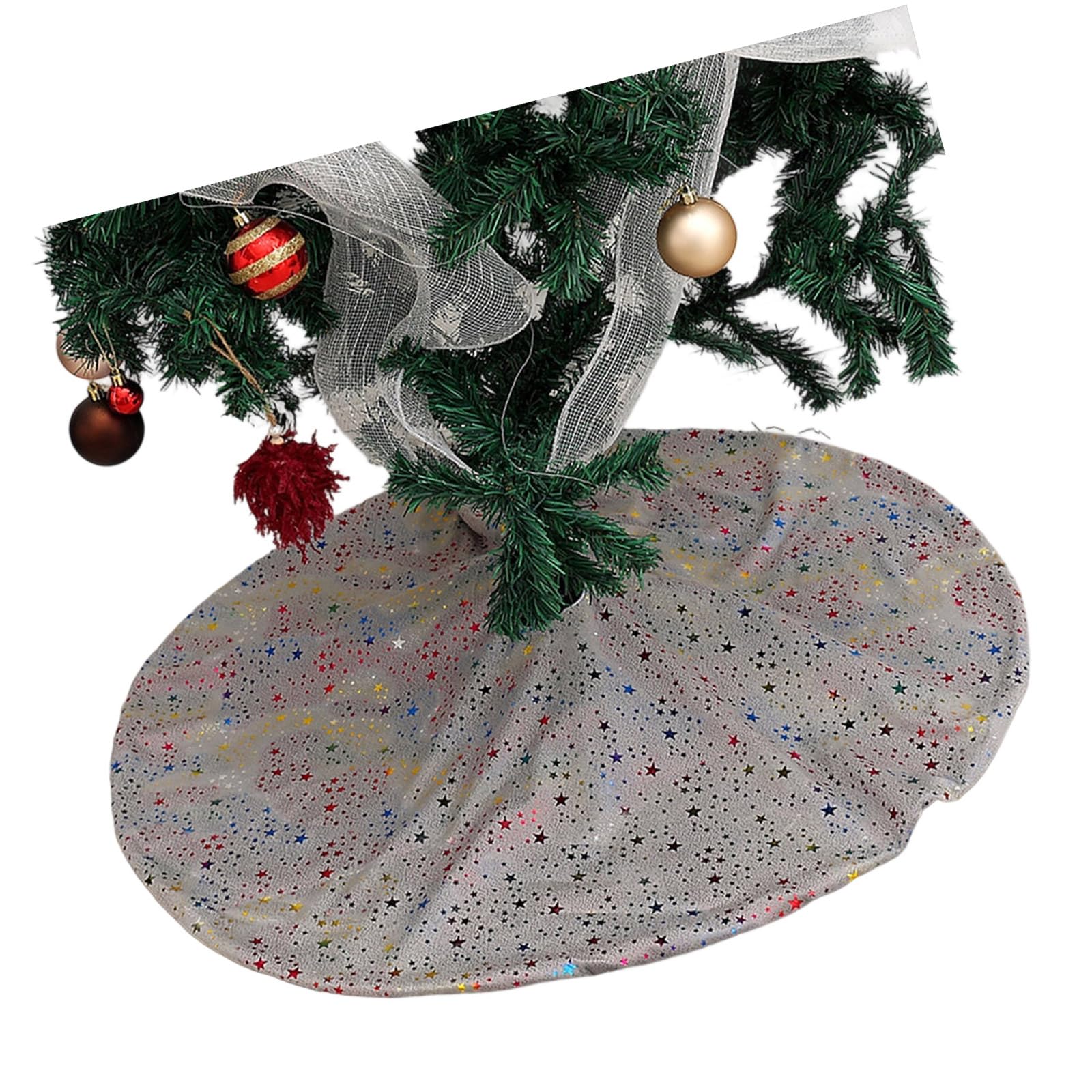 Jazuaiao Colorful Sequins Tree Skirt for Sophisticated Touch Shimmering Christmas Tree Base Cover Party Accessories Sequins Christmas Skirt