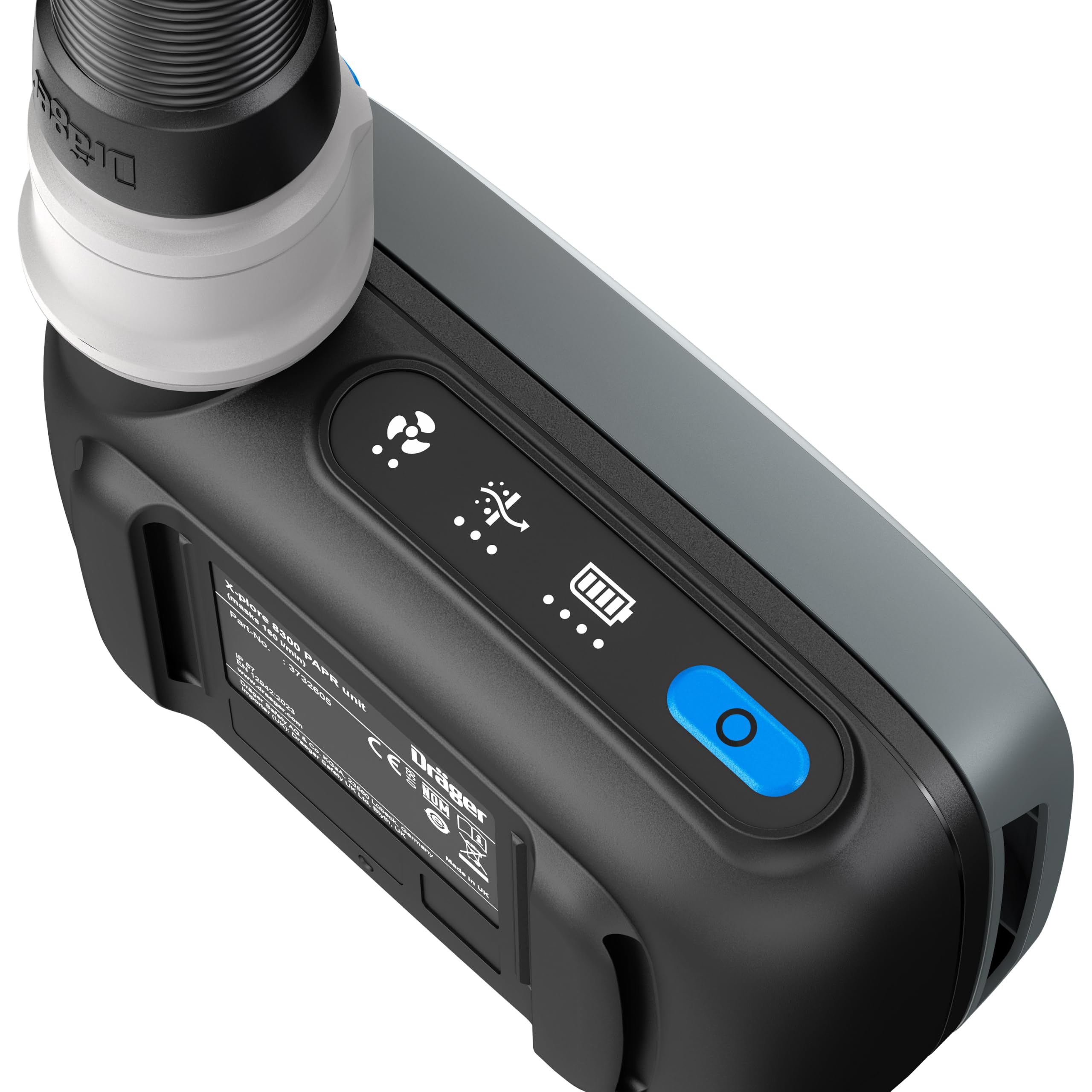 Dräger X-plore 8300 Starter-Set Leder für Industrie, Bau & Rettung | Inkl. 5x X-plore 8300 Filter P R SL - Standard-Ladegerät, Gebläseeinheit