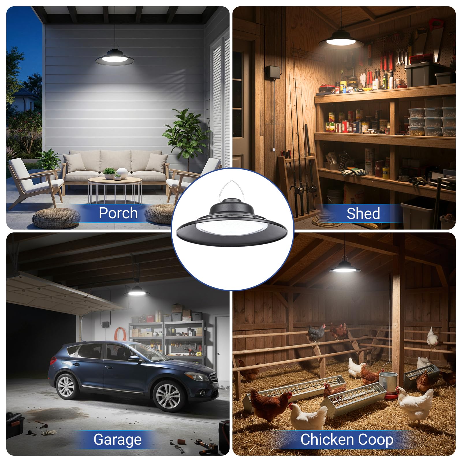 ropelux Lampada solare per capanno da giardino, per interni ed esterni, 2000 lm, luce a sospensione con corda da tirare, 2 modalità di illuminazione, luci solari, impermeabile IP65