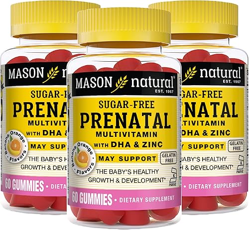 MASON NATURAL Multivitamínico prenatal con DHA y zinc - Apoya el crecimiento y el desarrollo del bebé, para mujeres embarazadas y lactantes, Kosher,