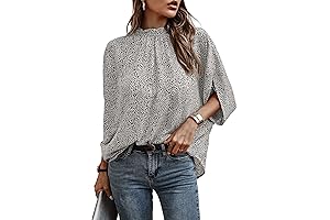 Women's Casual Tie Back Dolman Sleeve Mock Neck Blouse Top from White House Black Market