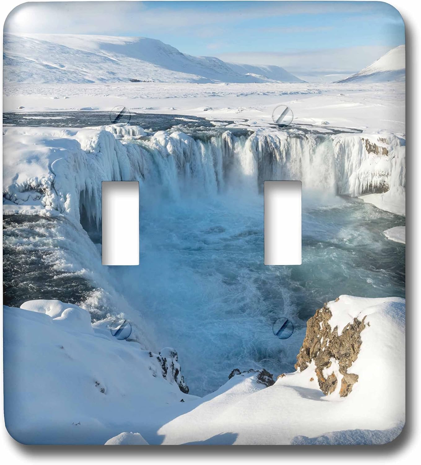 3dRose Godafoss Waterfall of Iceland during winter 01 double toggle switch image 2