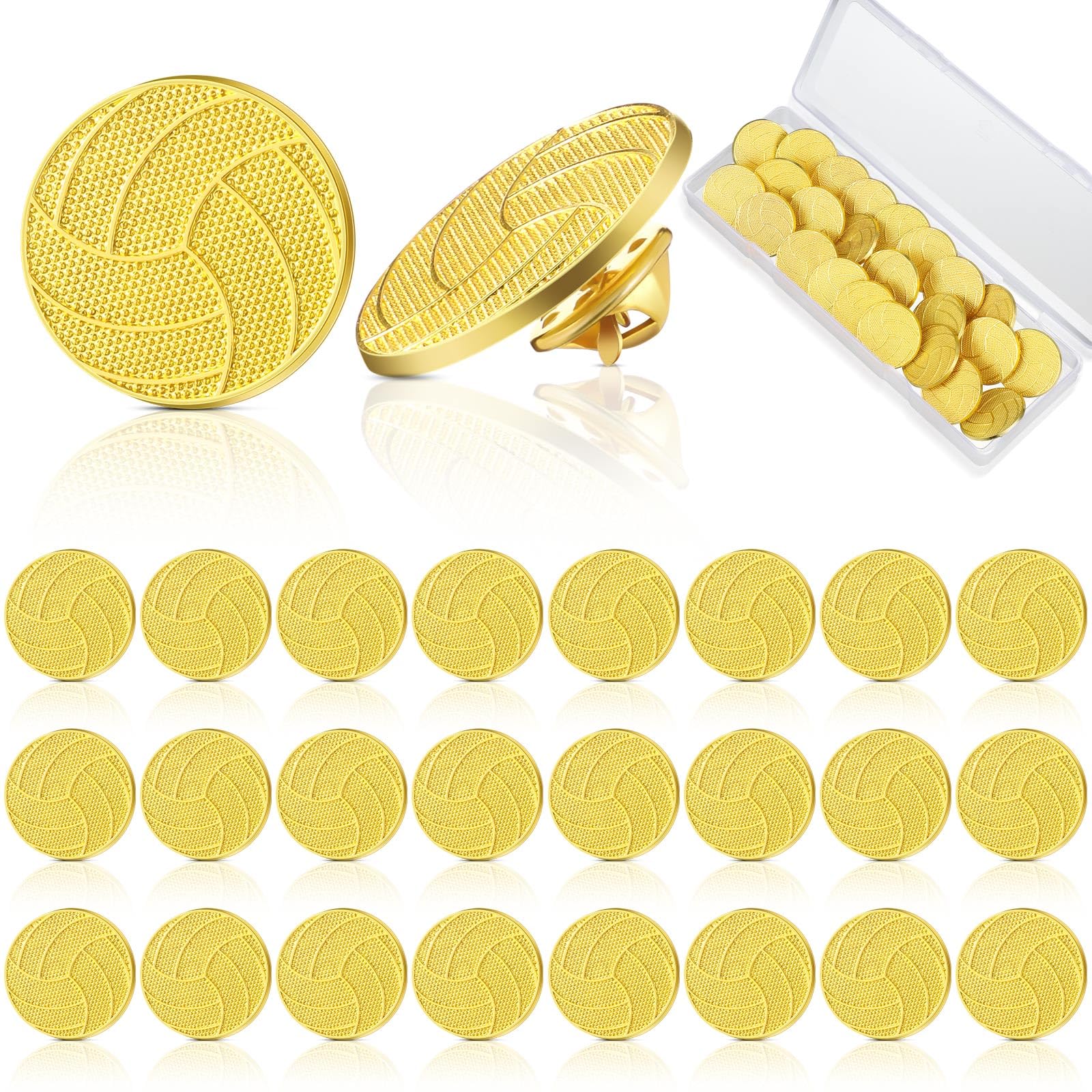 Tondiamo 24 Pcs Chenille Pins Gift Sports Award Gold Lapel Pins for Student Team School Uniform Jackets Backpack Hat Decorations (Volleyball)-image-13