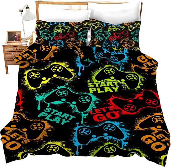 Uphomart Gaming Bedding Set 3 Pieces Full Twin King Queen