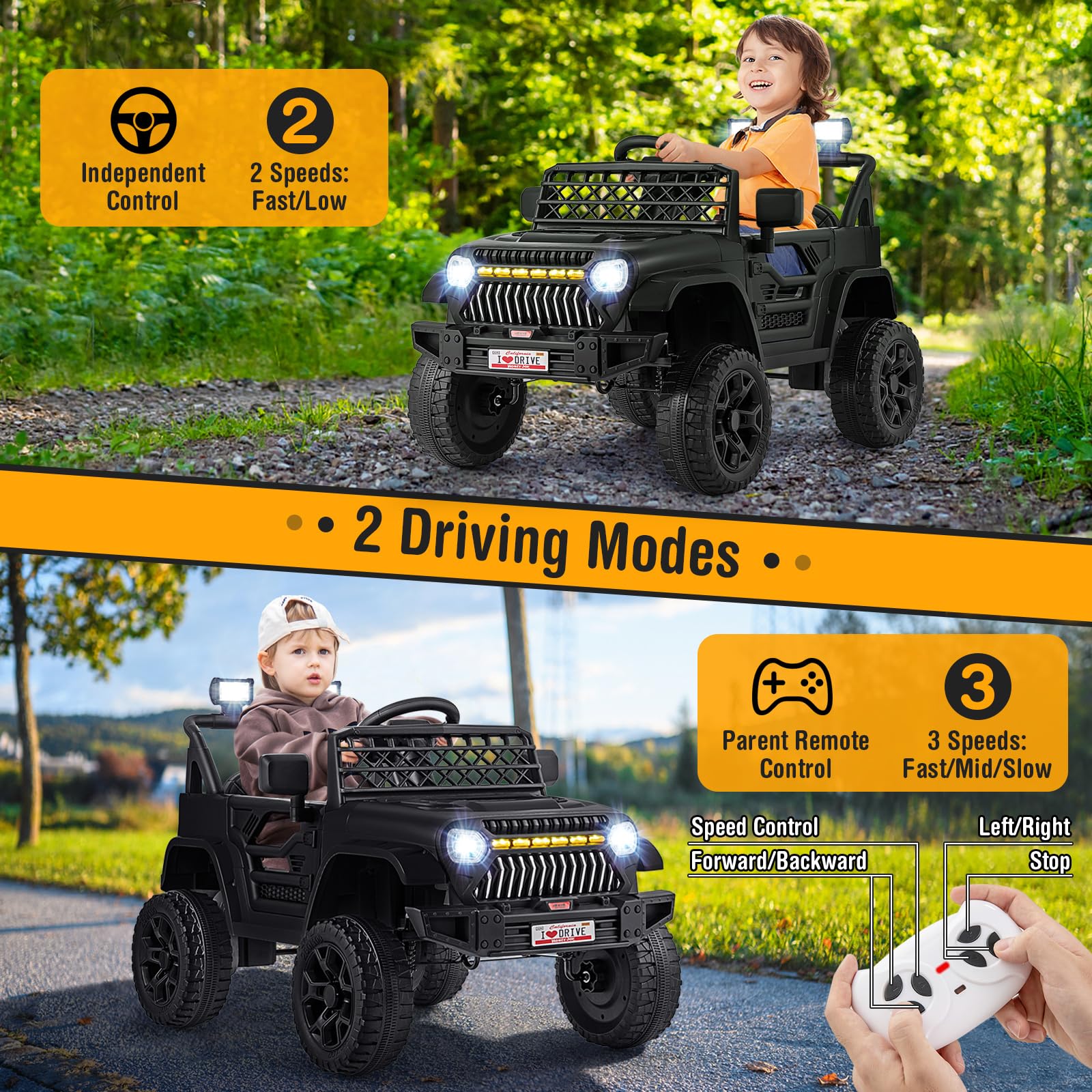 Kids Car HONEY JOY Ride On Car, 12V Battery Powered Electric