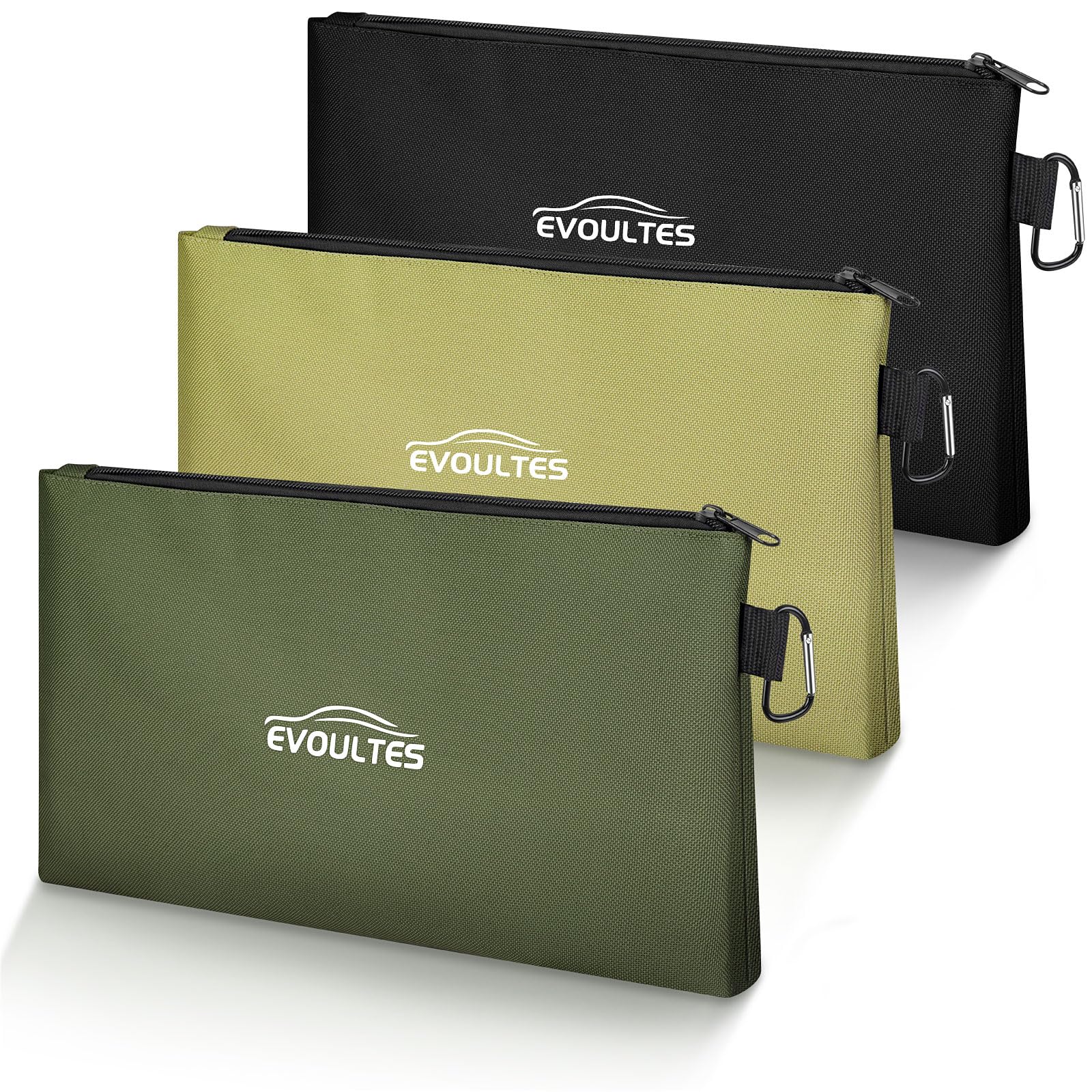 EVOULTES 12 Inch Tool Pouches with Zipper Small Tools Bags with Carabiner Multi Purpose Utility Organizer Bags for