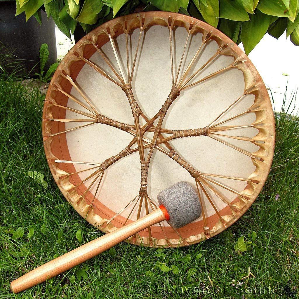 12" inches (30cm) Handmade, Hand crafted, shaman drum, shamanic, percussion hand drum, yoga meditation, medicine healing, wooden frame, events celebration with beater, mallet