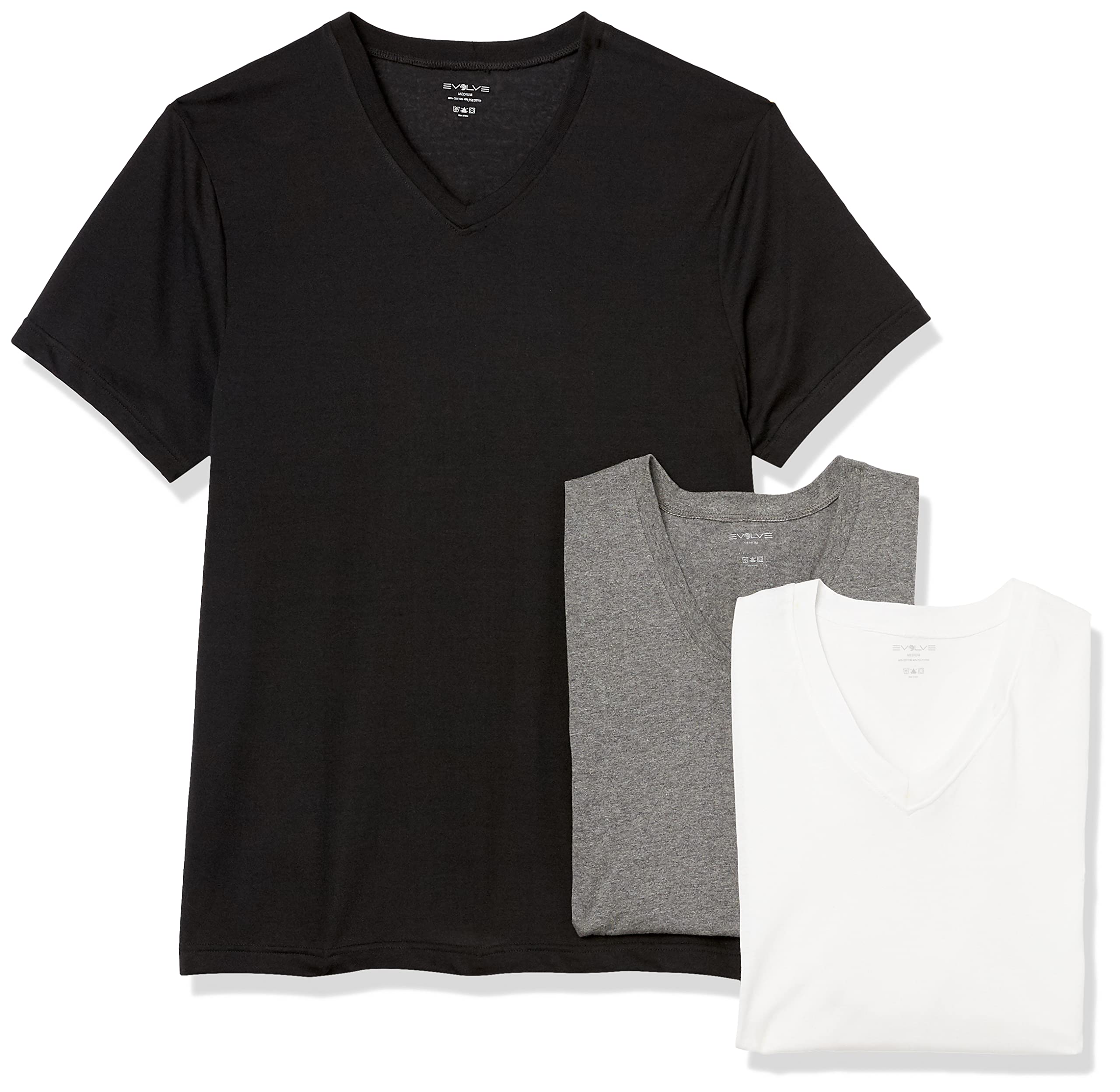 EvolveMen's Performance Cotton 3 Pack V-Neck T-Shirt