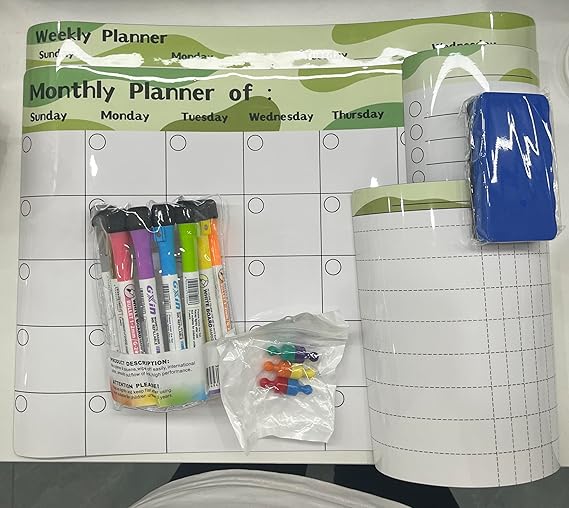 Dry Erase Calendar for Fridge (4Pack) 16.5"x11