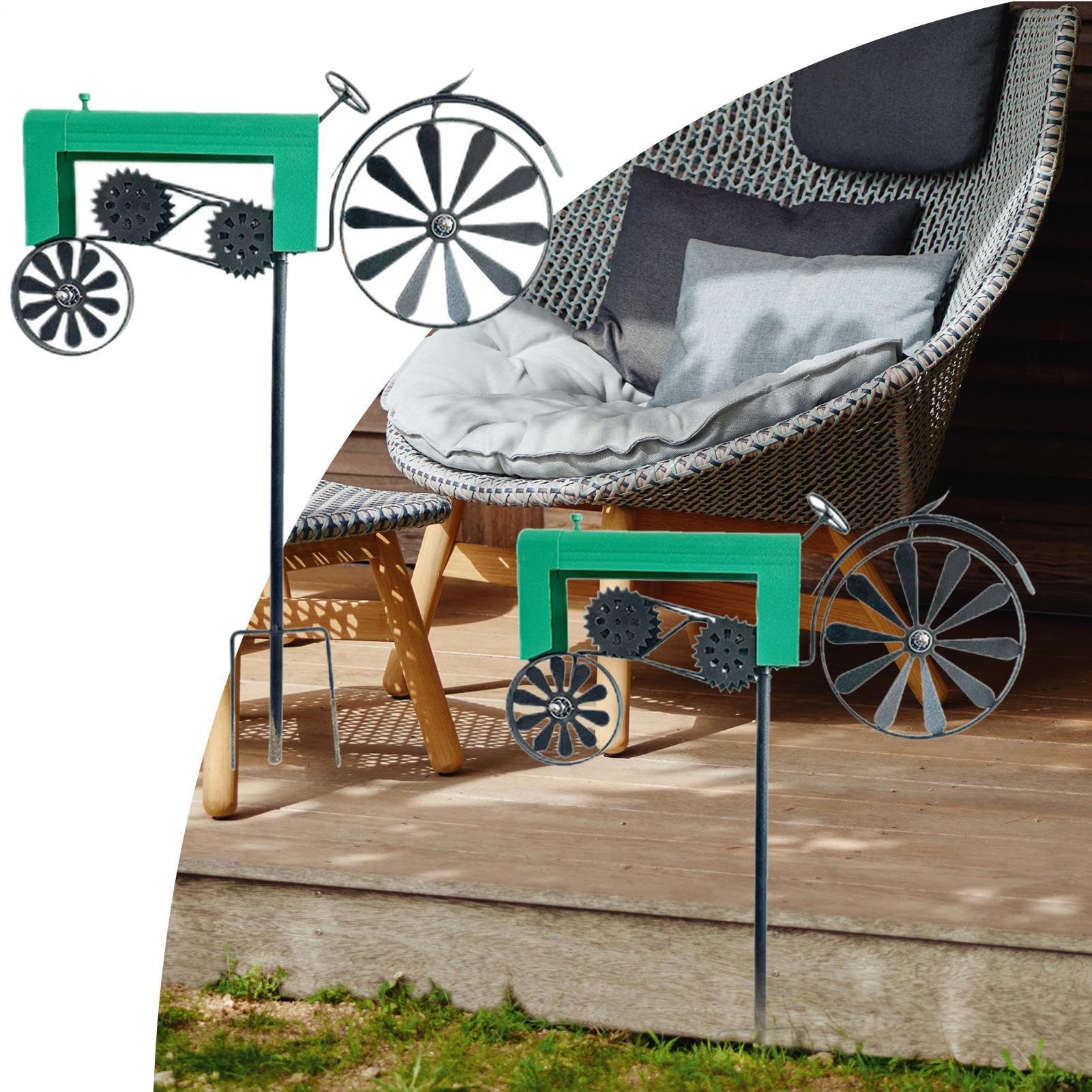Metalowa Wirówka Wiatrowa | Metalowy Traktor Ruchoma Sztuka Spinner Wiatrowy | Wiatrak Na Patio - na farmę przed dom na podwórko patio ganek trawnik kwietnik święta